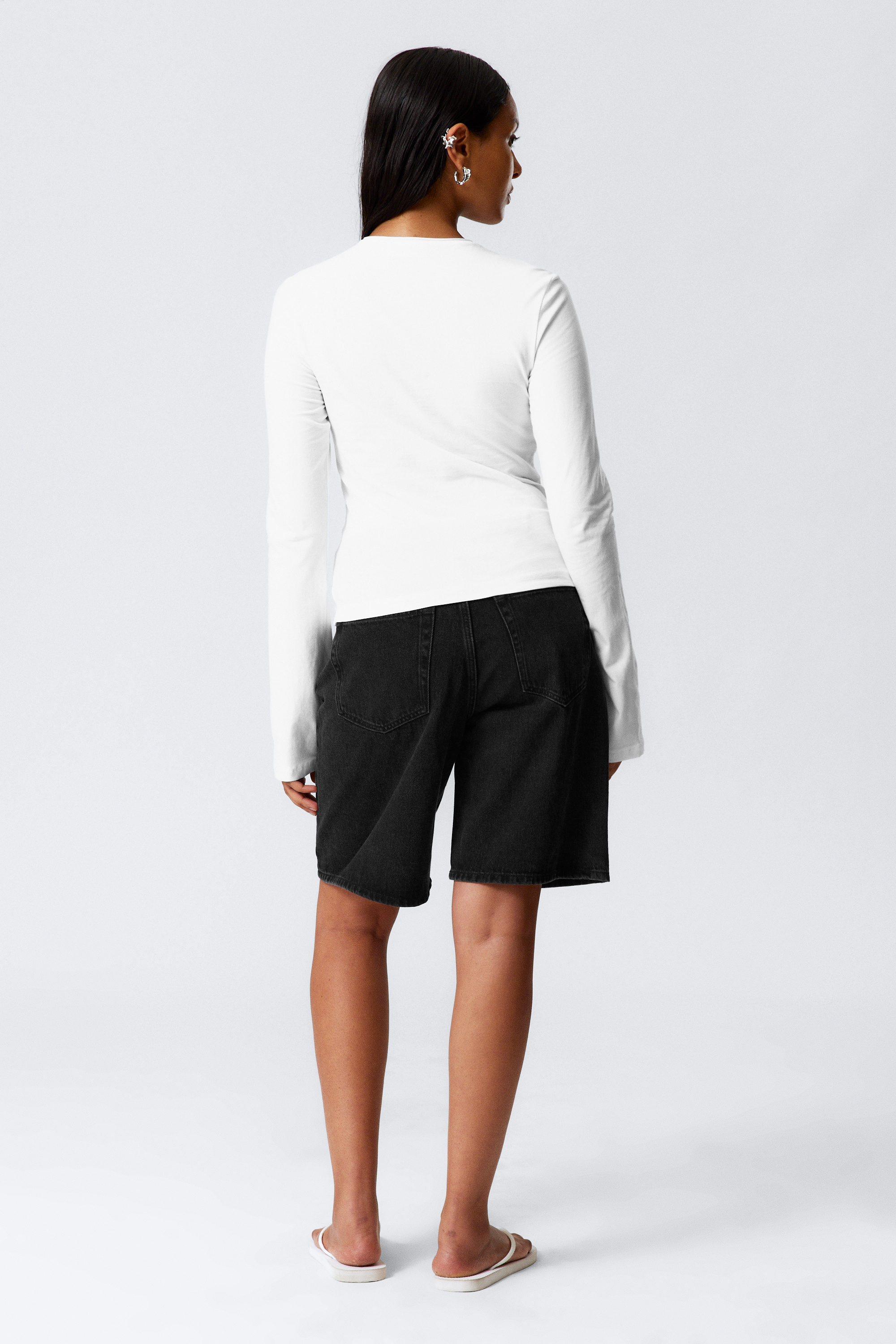 White - Long Sleeve Cotton Top - 2