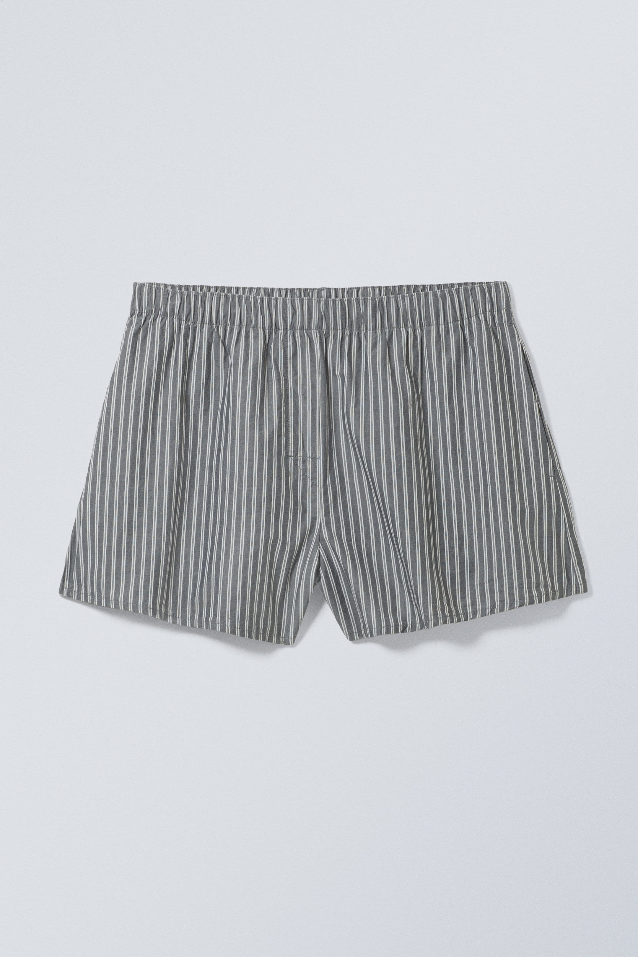 Dunkelgrau gestreift - Relaxte Baumwoll-Boxershorts - 0