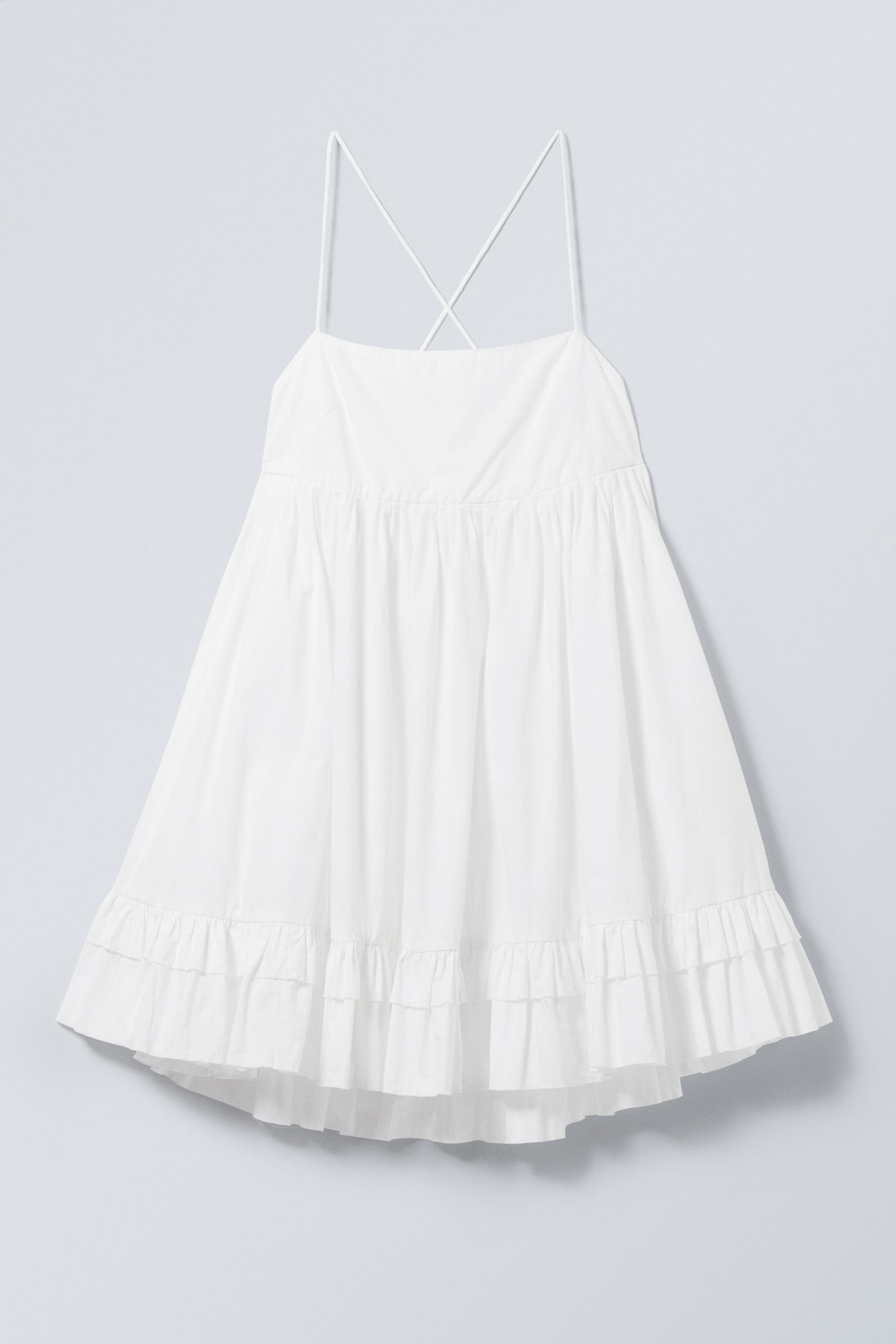 White - Mini Poplin Strap Dress - 4