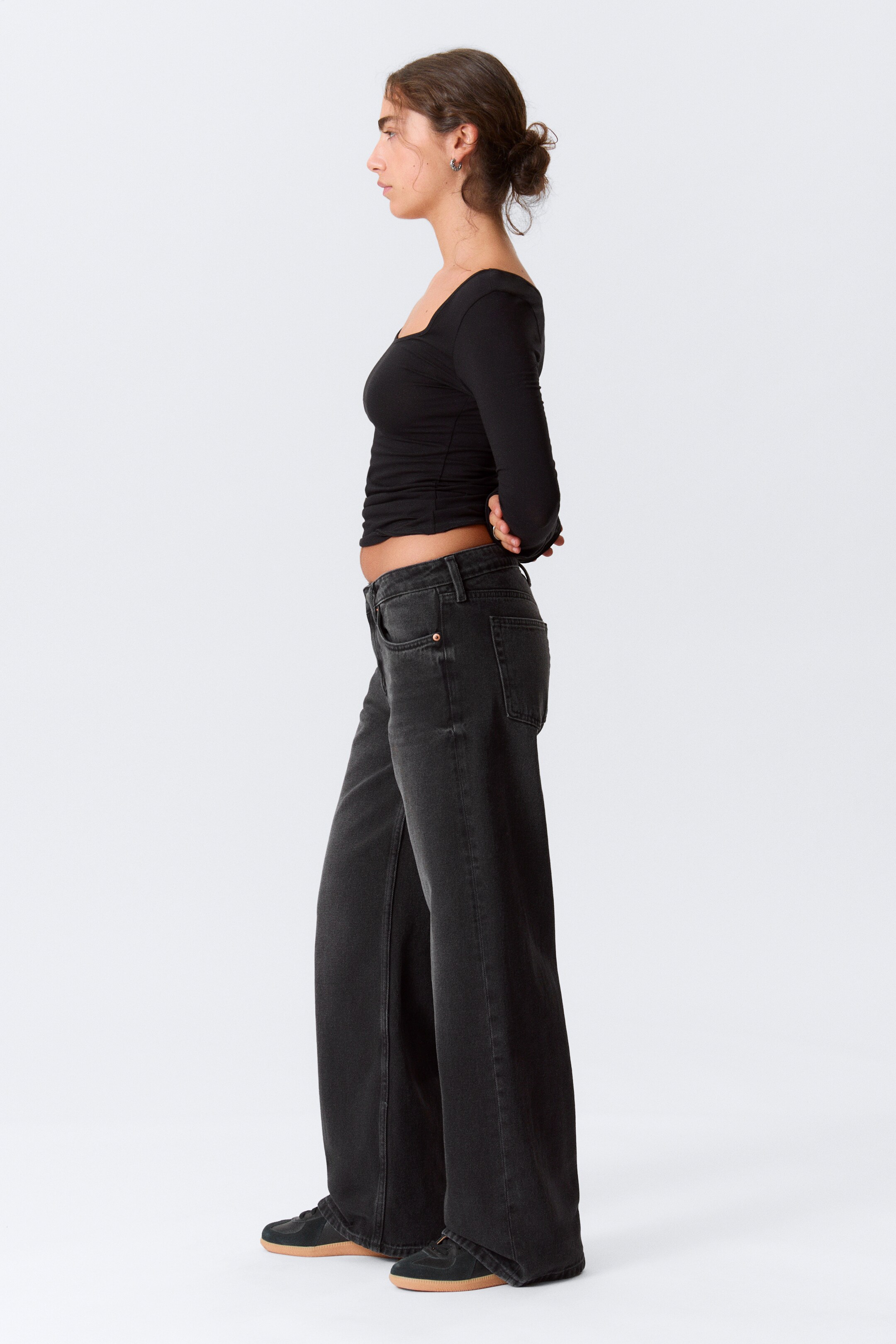 Zobacz większy obraz: Imoo Low Rise Loose Wide Leg Jeans - Washed Black - ONA | H&M PL 10