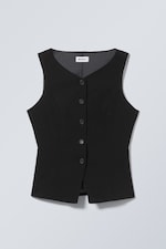 Black - Fitted Suiting Waistcoat - 0