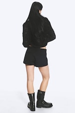Black - Low Waist Mini Suiting Shorts - 3