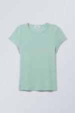 Light Turquoise - Short Sleeve Fitted T-shirt - 0