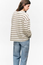 Staubweiß - Braune Streifen - Longsleeve-Shirt aus Baumwolle - 4