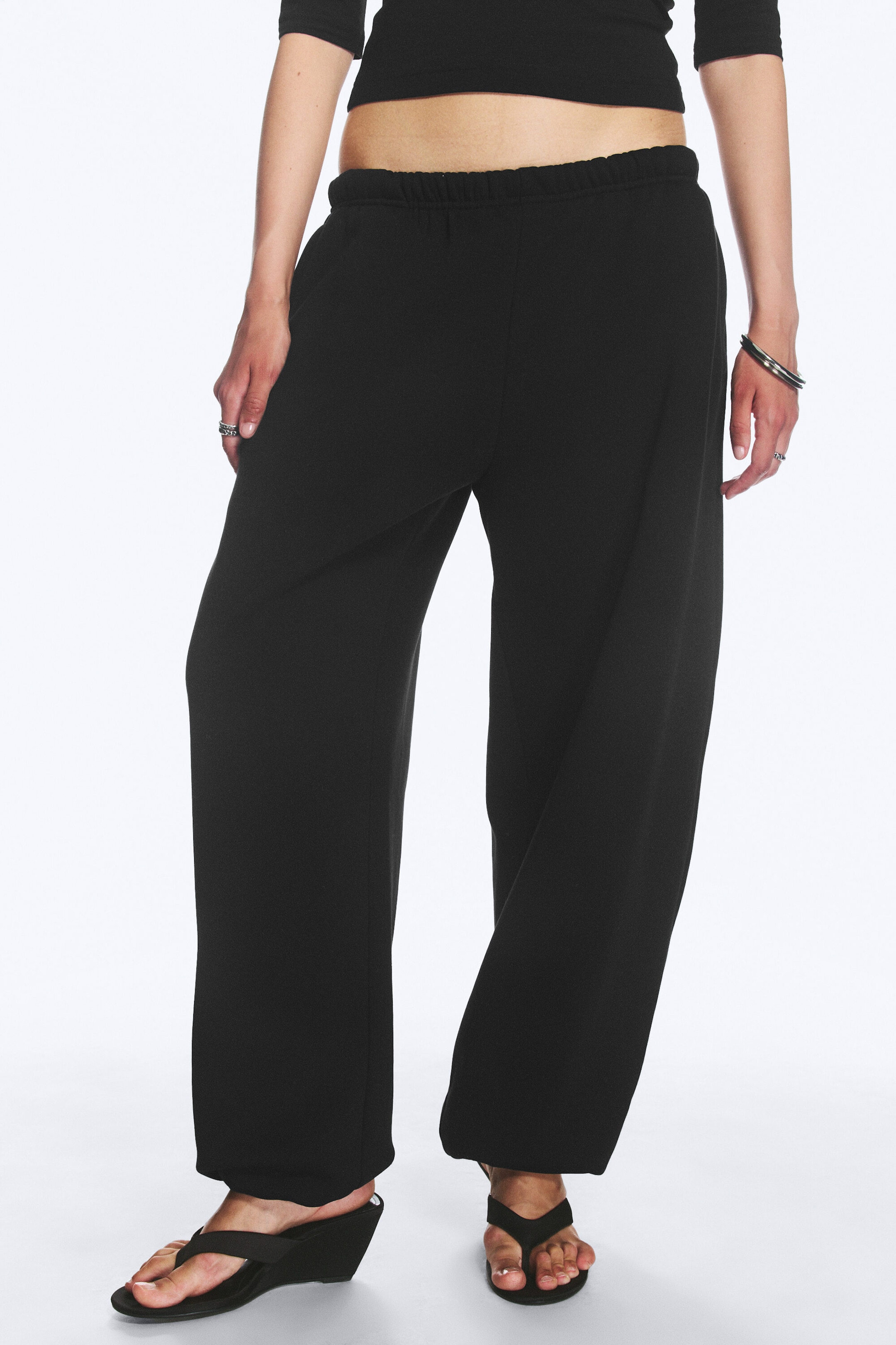 Black - Loose Heavyweight Sweatpants - 2