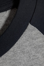 Light Grey Melange & Navy Blue - Loose Boxy Raglan-Sleeved T-shirt - 1