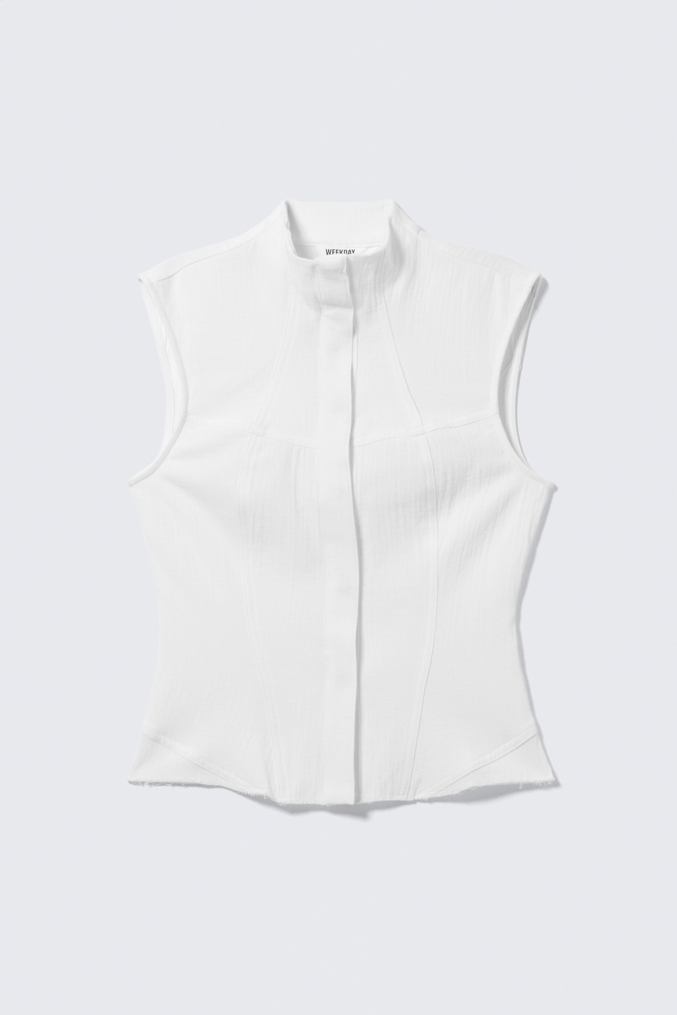 Agrandir l'image: Haut structuré en sergé sans manches - Blanc - FEMME | H&M FR 4