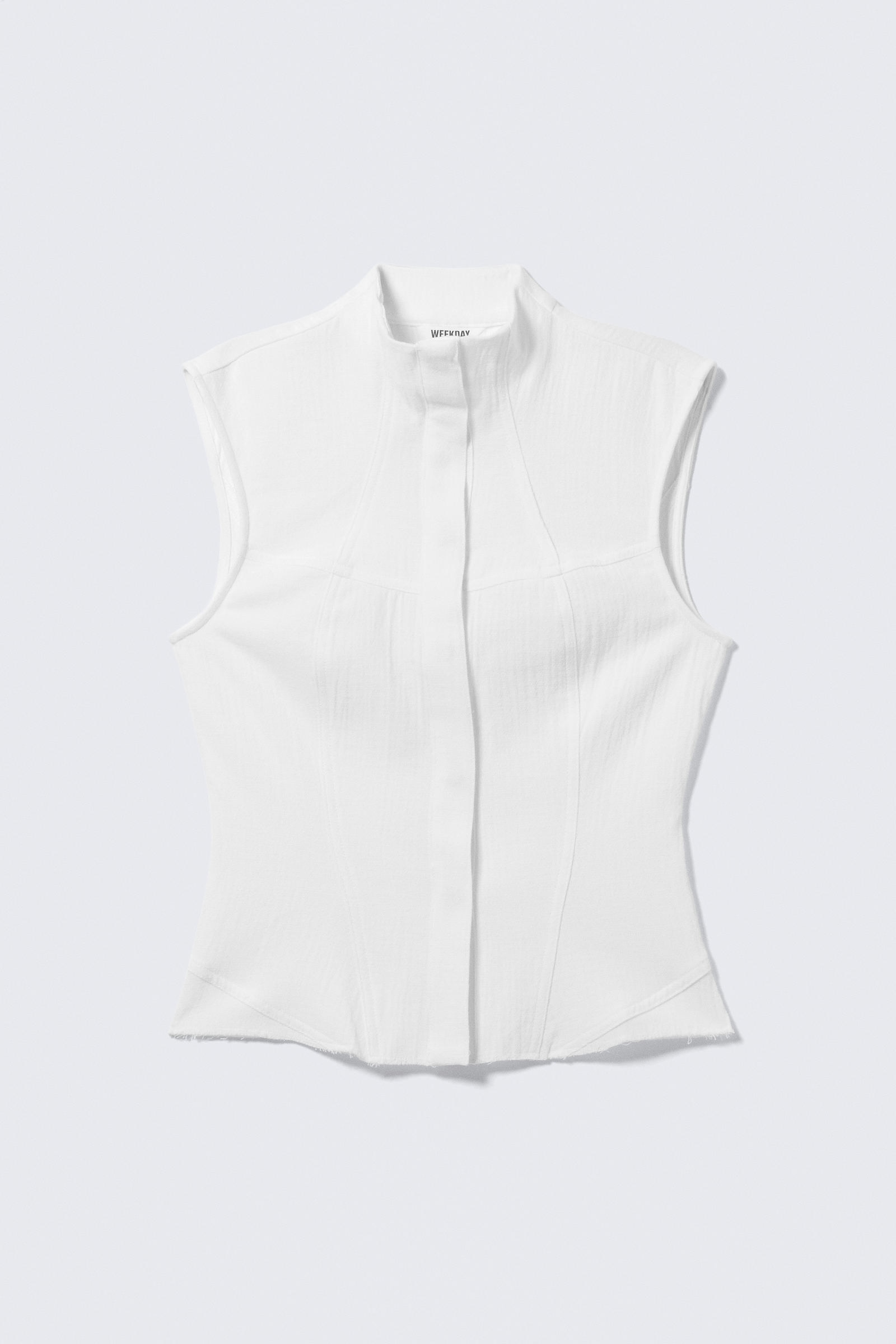 Sleeveless Structured Twill Top