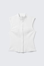 Weiß - Ärmelloses, strukturiertes Twill-Top - 3