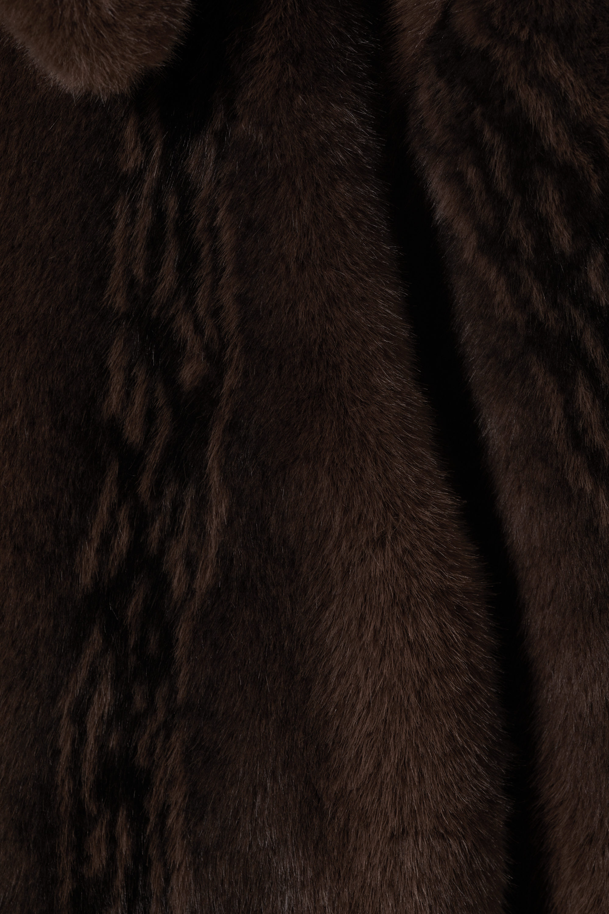 Dark Brown - Faux Fur Zip Jacket - 5