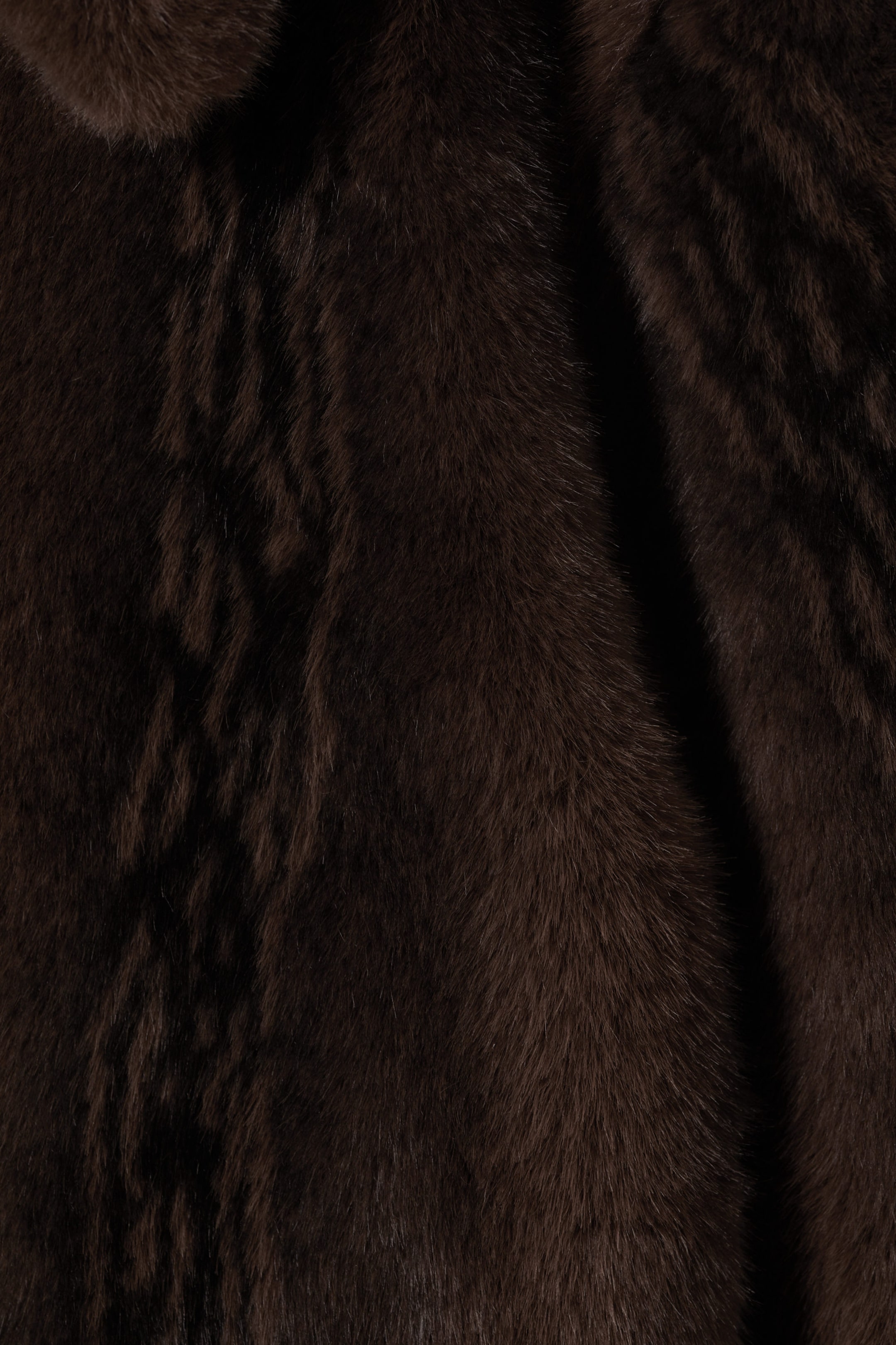 Dark Brown - Faux Fur Zip Jacket - 5