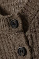 Dunkles Graubraun - Gerippter Cardigan mit schmaler Passform - 5