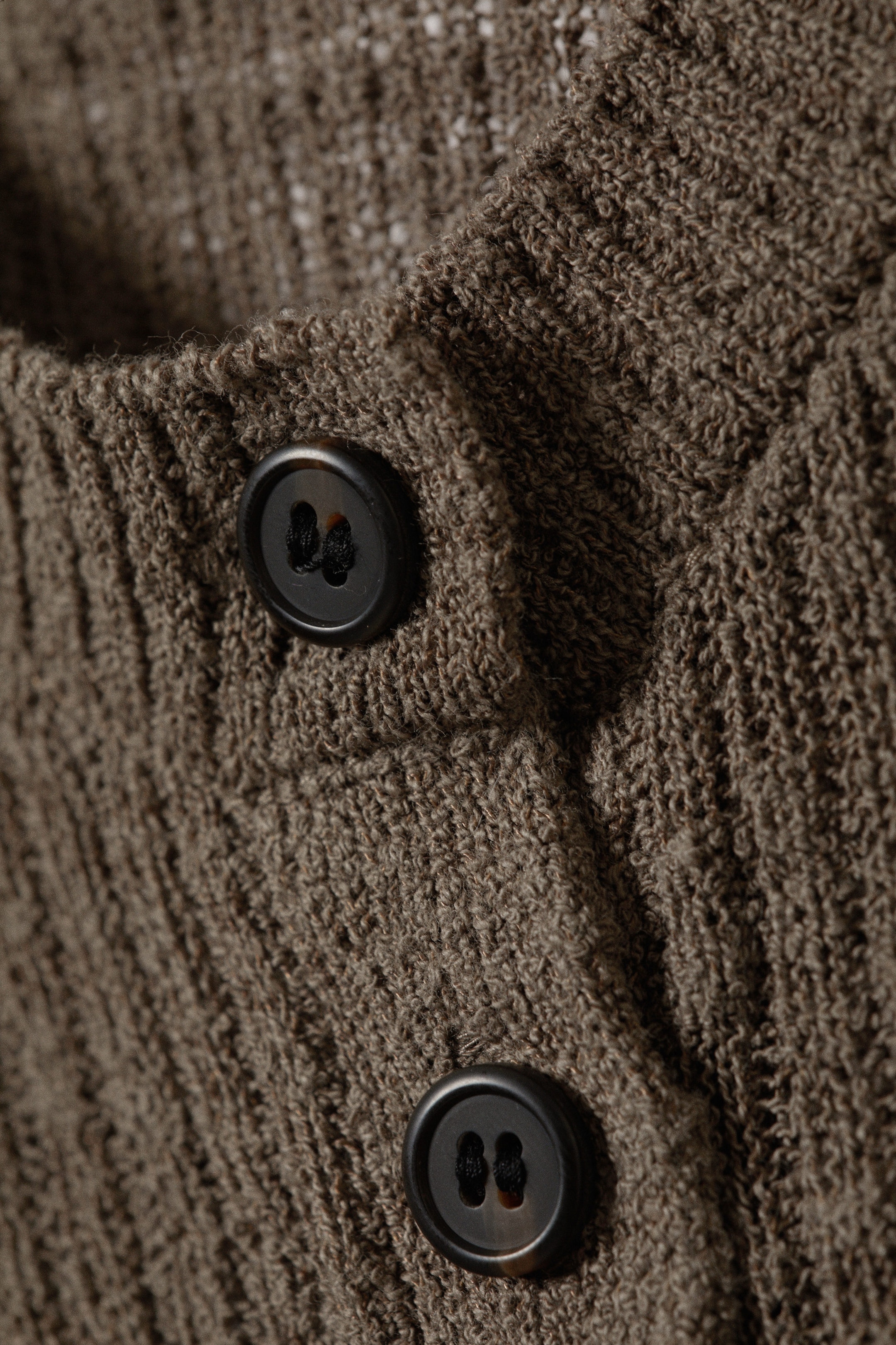 Dark Mole - Ribbed Knitted Slim Fit Cardigan - 1