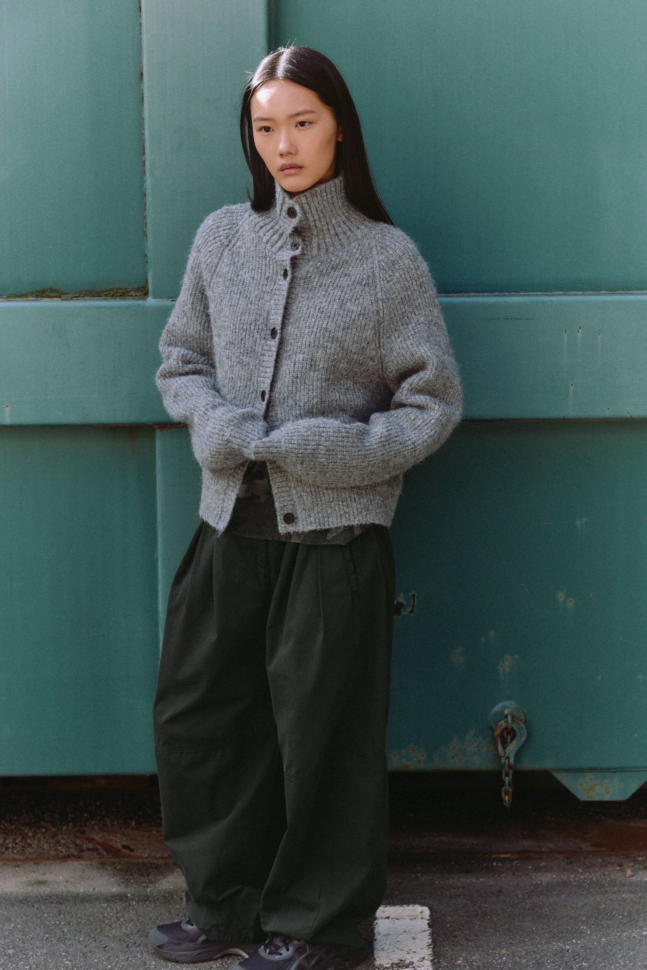 Støvet Gråmelert - Knappet cardigan - 4