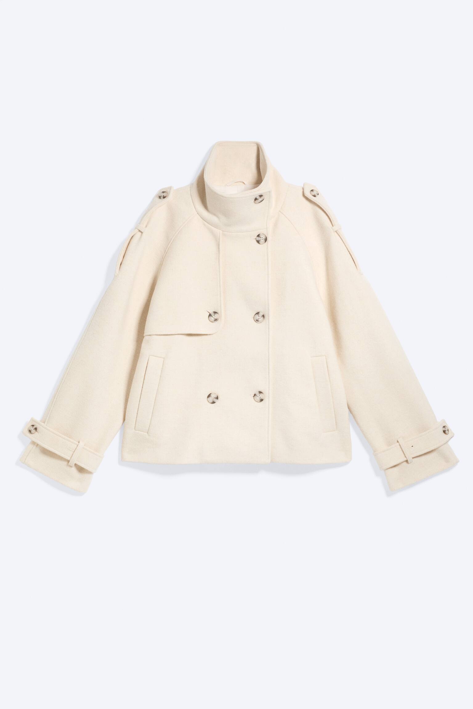 Funnel neck jacket - Dusty White/Dark Blue - 1