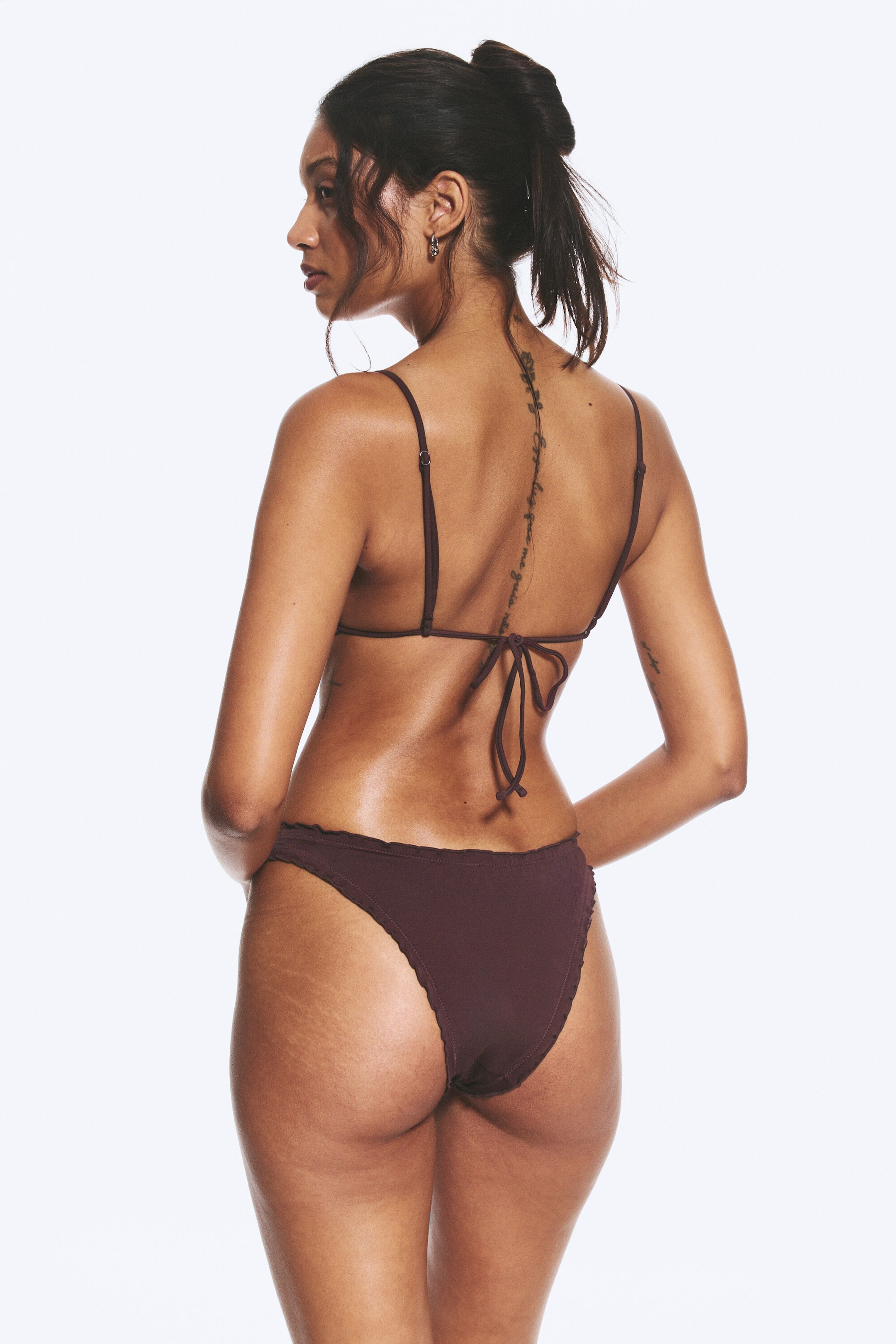 Dark Red - Frill Bikini Bottoms - 2