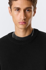 Schwarz - Baumwoll-Strickpullover mit normaler Passform - 1