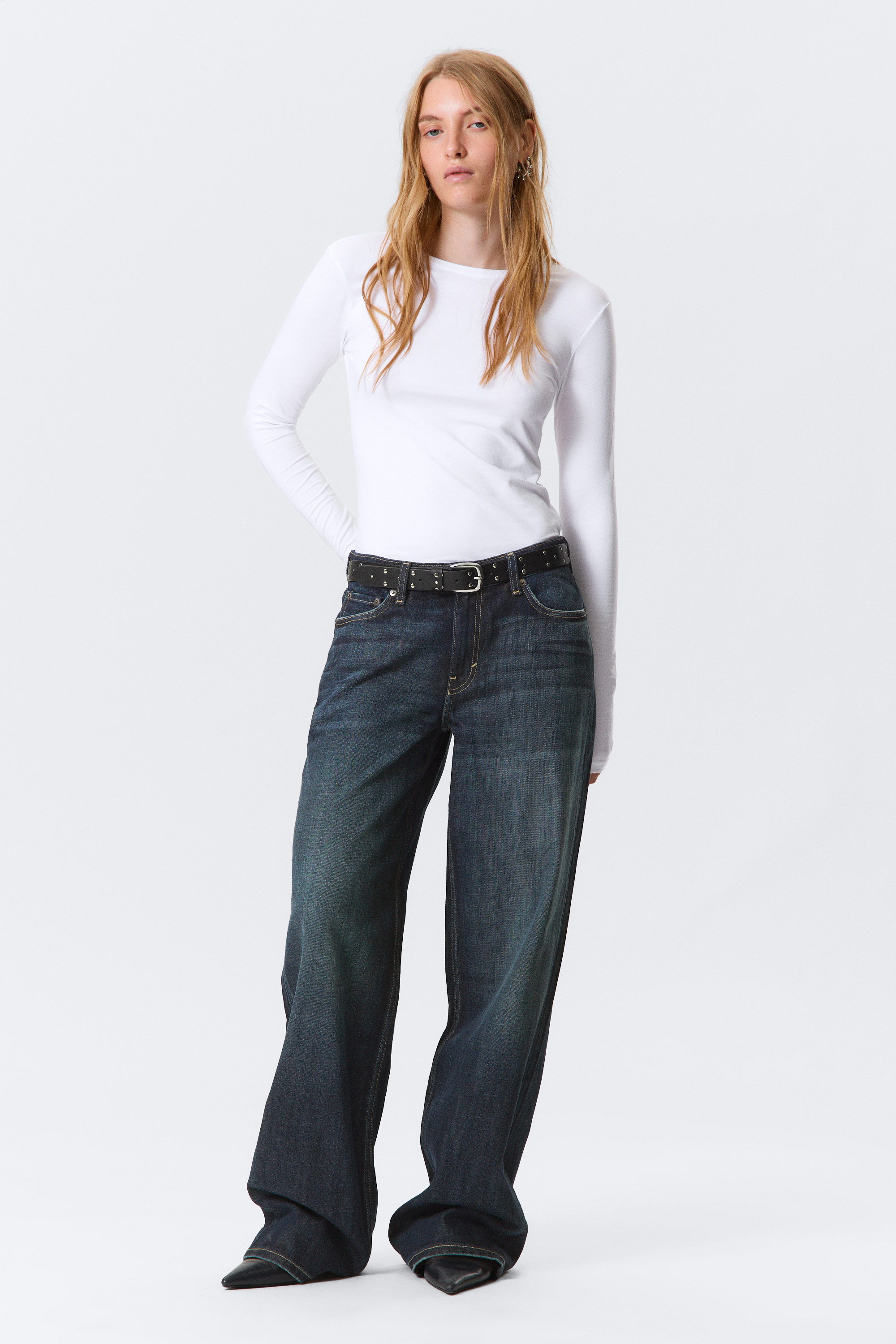 Deep Ocean Blue - Dunkelblau - Ample Low Waist Loose Wide Leg Jeans - 1