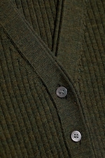 Mørkegrønn - V-hals cardigan i merinoull - 1