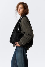 Studded Black - Slouchy Faux Leather Shoulder - 1