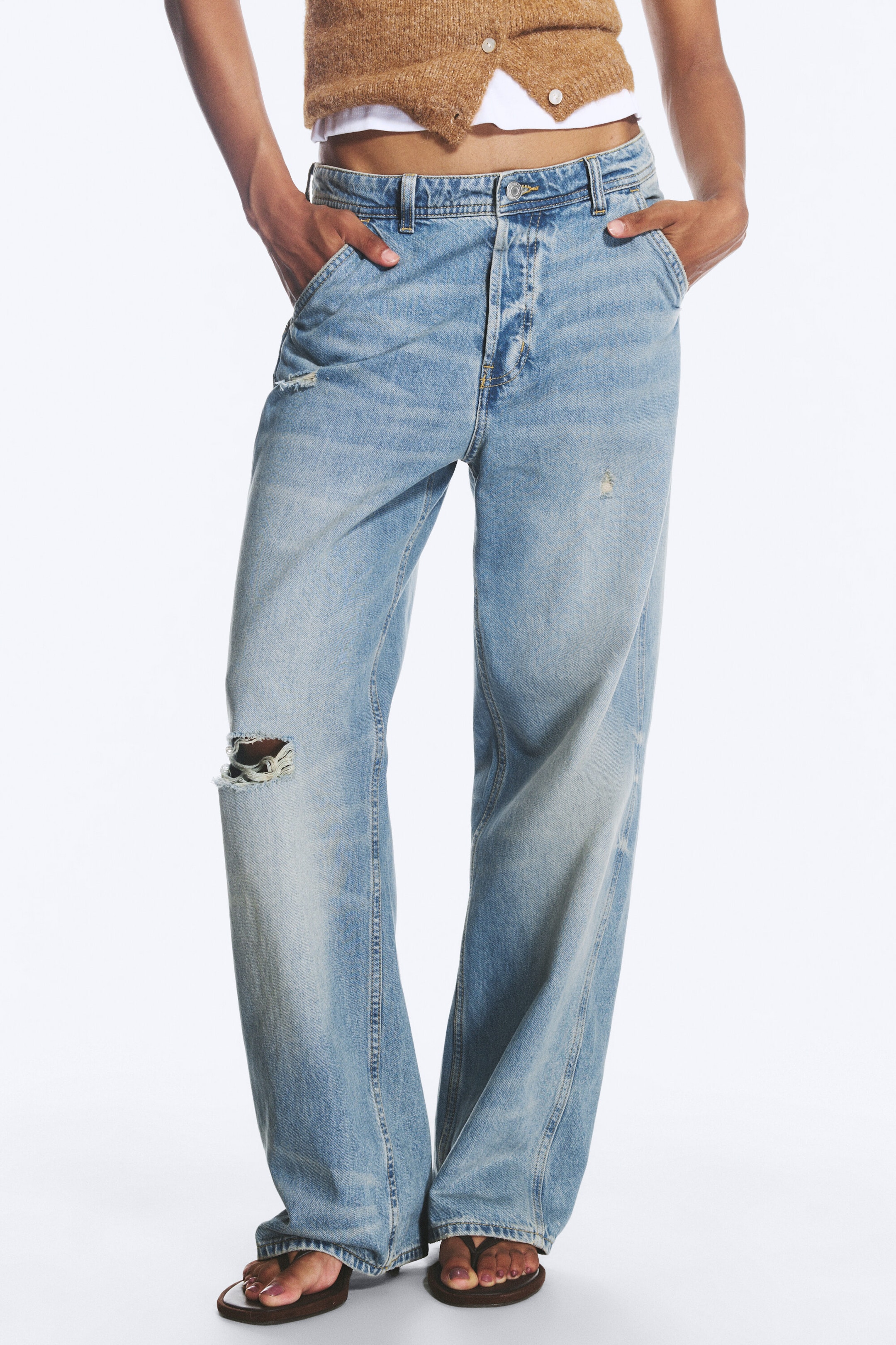 Faded Blue - Bleu moyen - JEAN WAVE TAILLE BASSE COUPE LOOSE - 2
