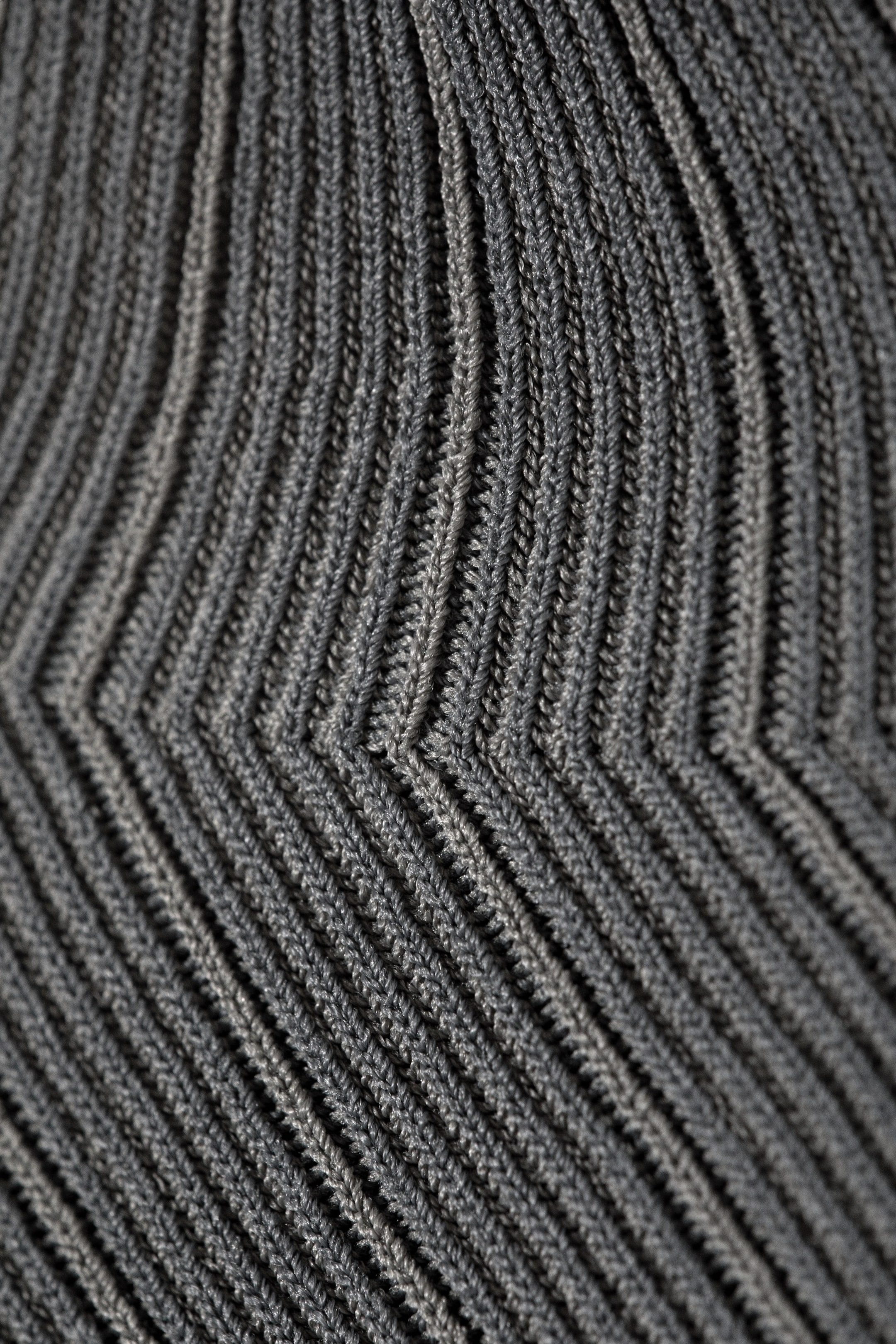 Striped Dark Grey Melange - Ribbed Fitted Turtleneck - 5