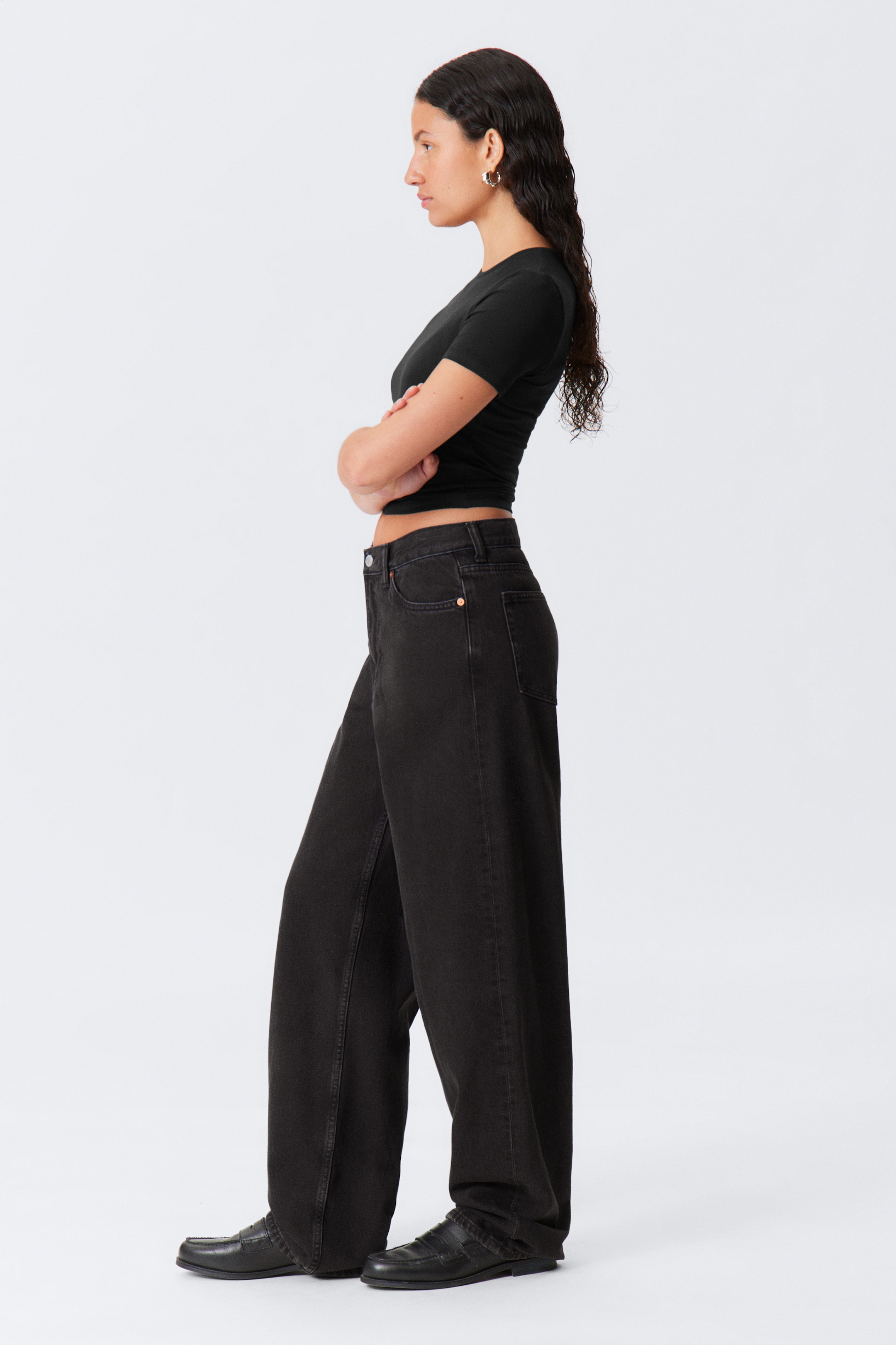 Agrandir l'image: Jean ample jambe large taille mi-haute Rail - Ink Black - Noir - FEMME | H&M FR 4
