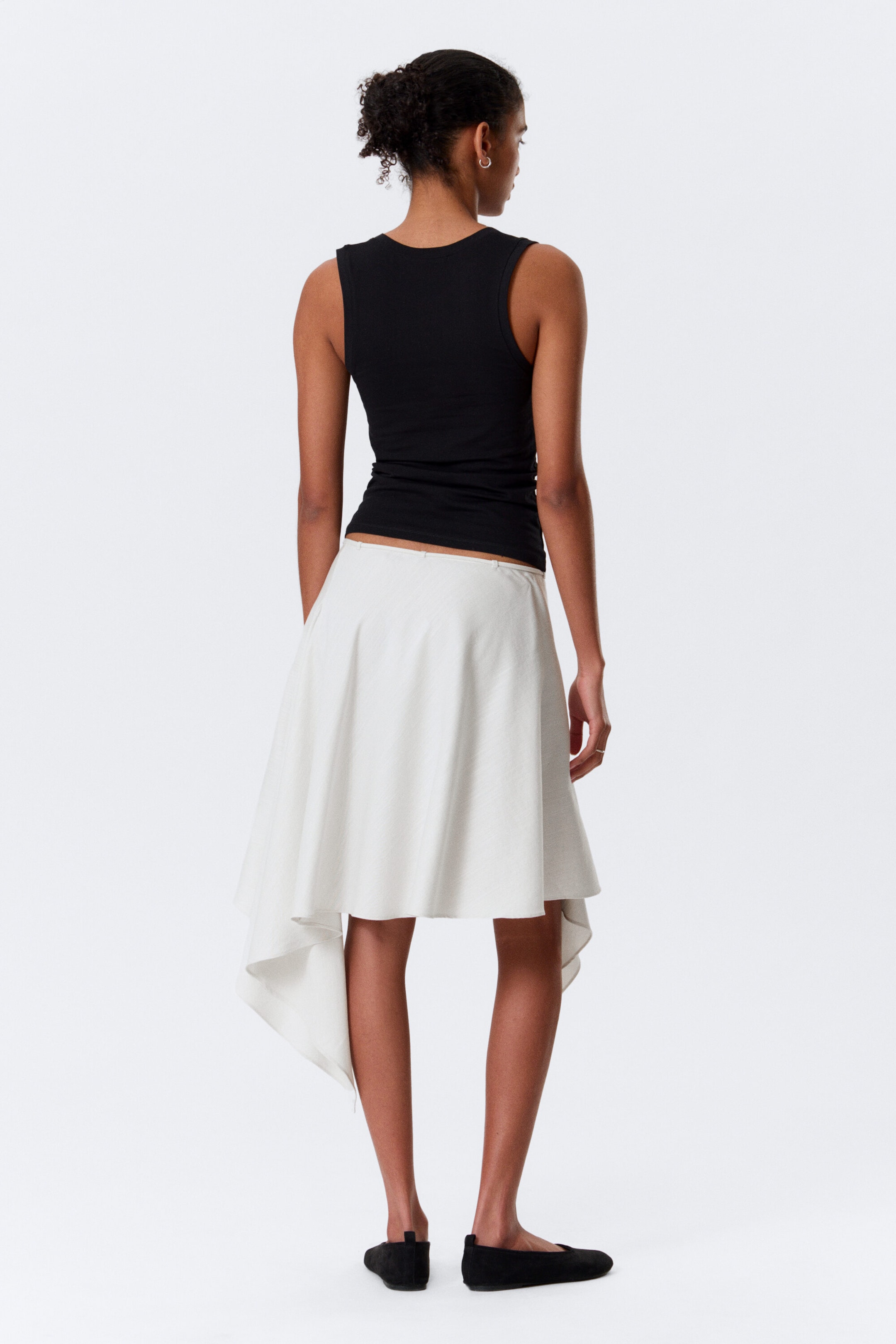 Light Beige - Asymmetric Mid Rise Wrap Midi Skirt - 5