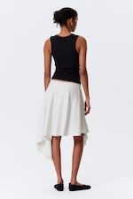 Light Beige - Asymmetric Mid Rise Wrap Midi Skirt - 5