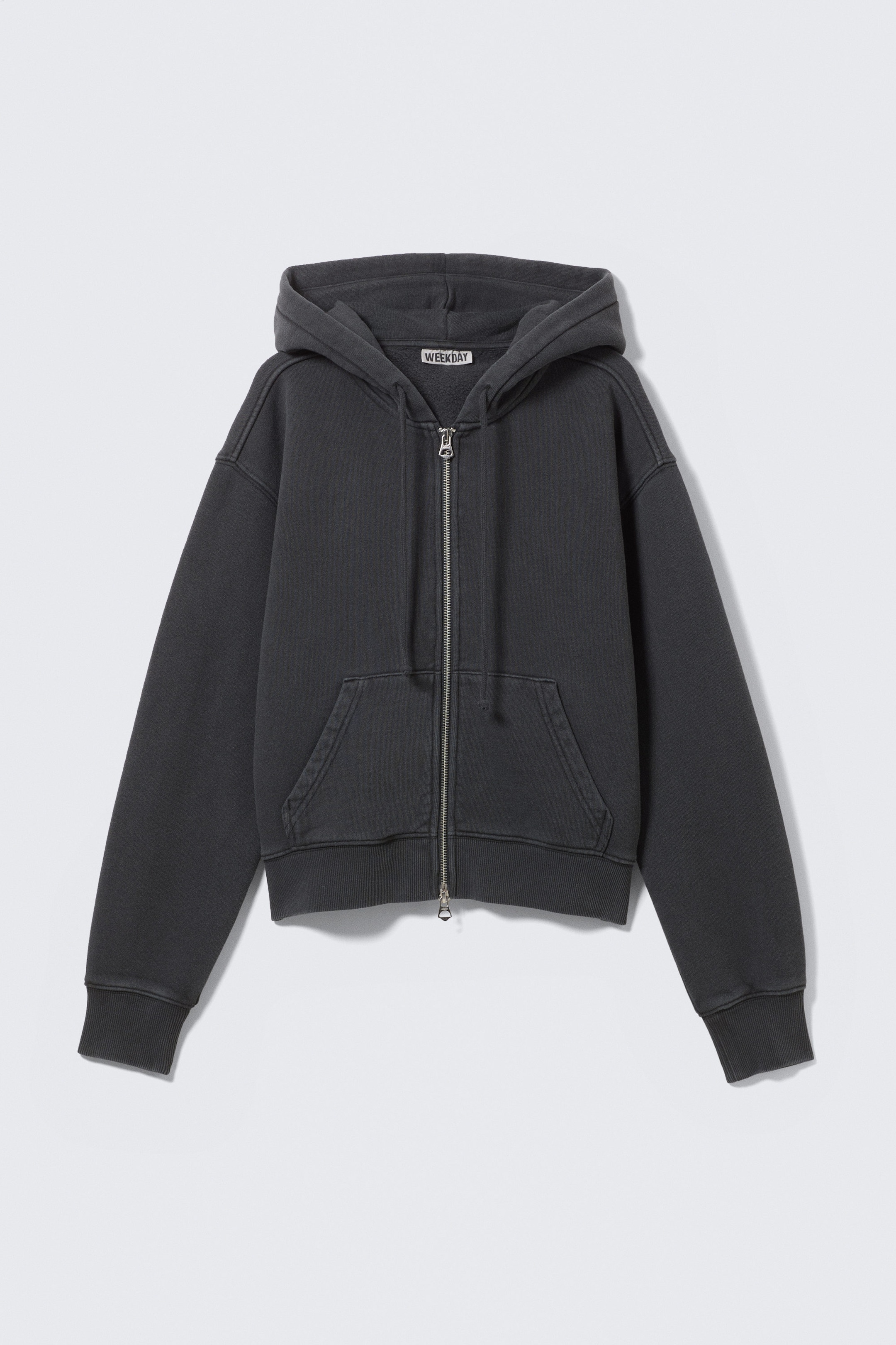Washed Black - Fitted Zip Hoodie - 3