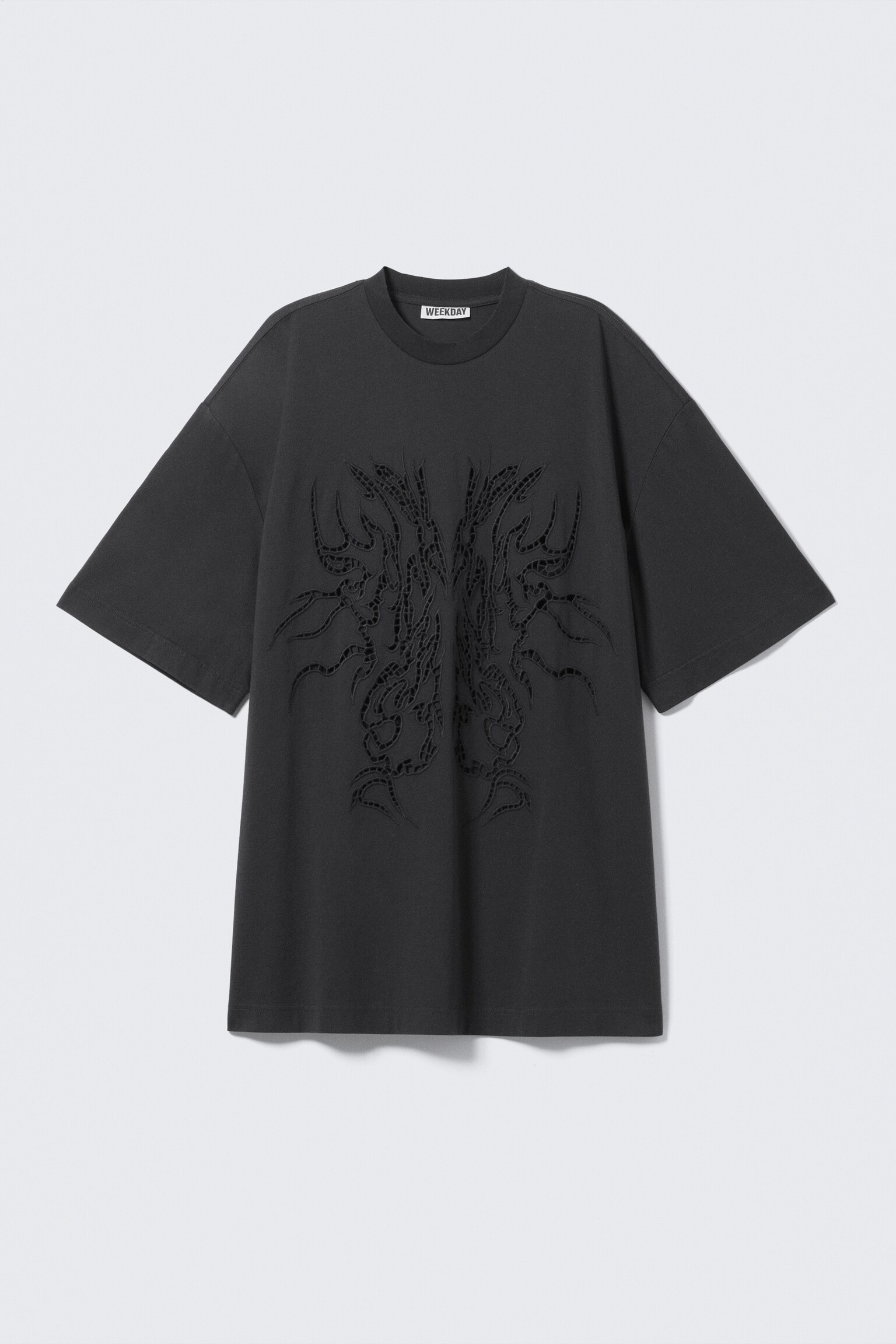 Camiseta oversize con bordado inglés - Gris oscuro - 2