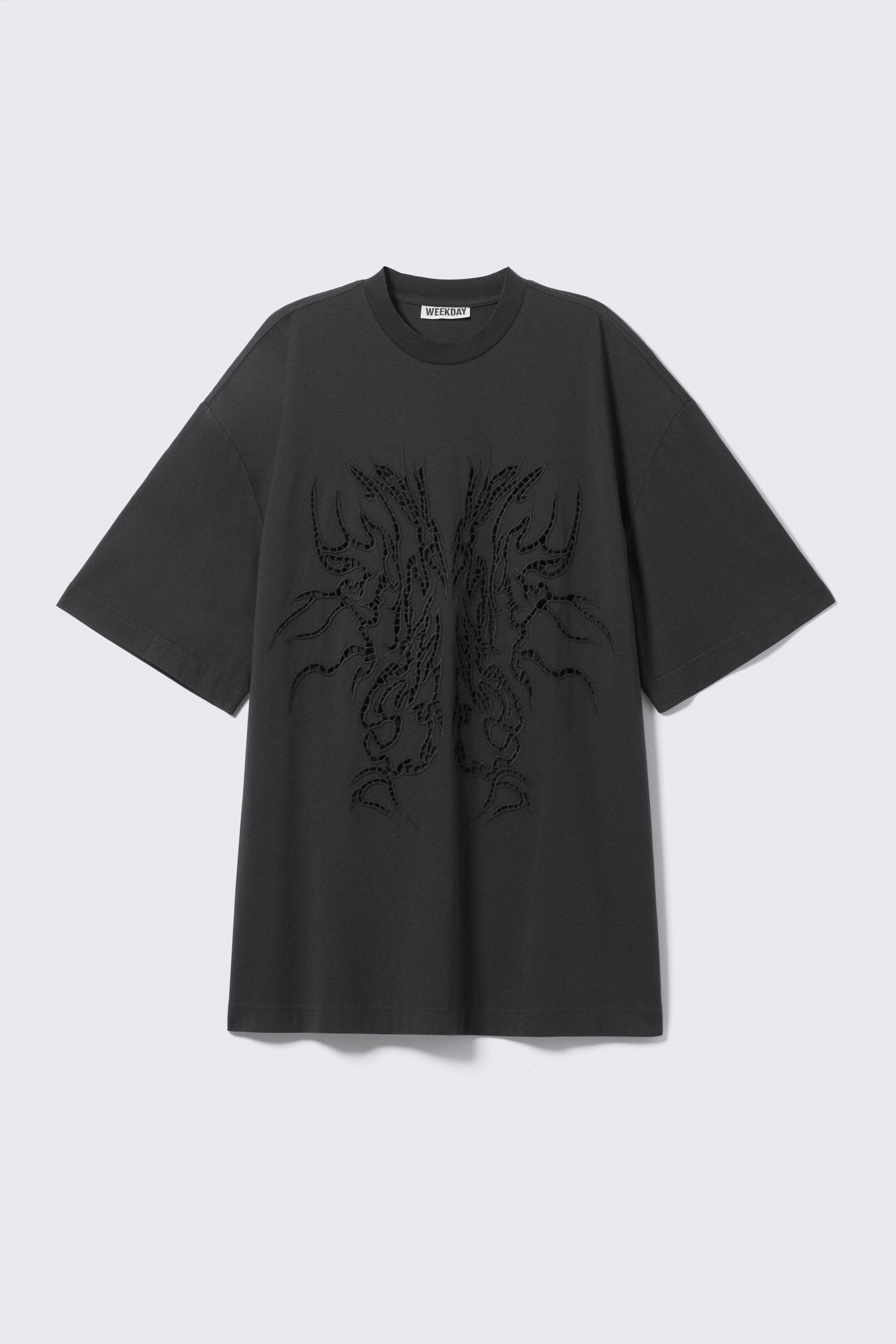 Ver imagem maior: T-shirt oversized com bordado inglês - Cinzento-escuro - SENHORA | H&M PT 5