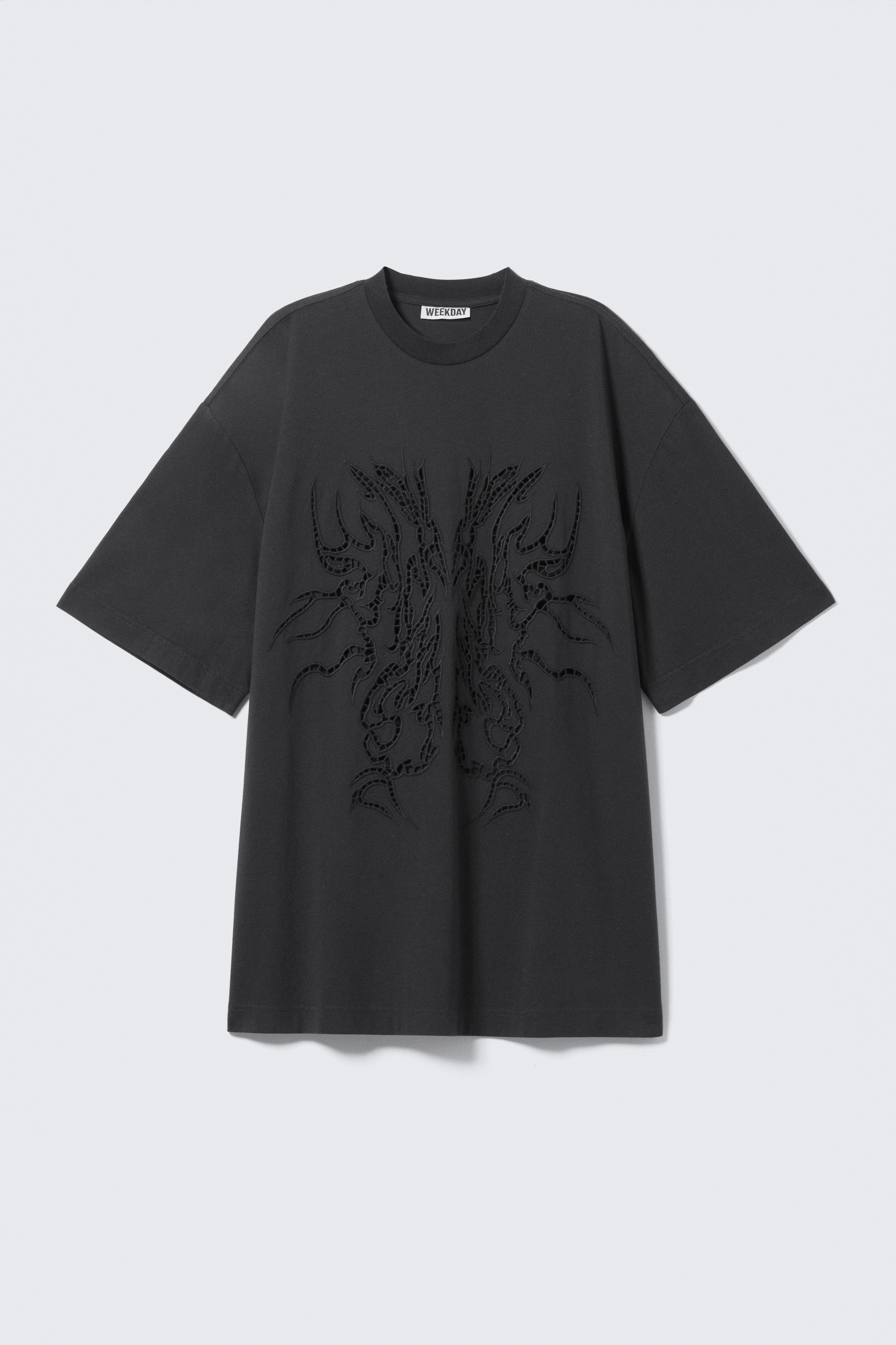 Grotere afbeelding bekijken: Broderie Anglaise Oversized T-shirt - Dark Grey - DAMES | H&M BE 5