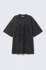 Dark Grey - Broderie Anglaise Oversized T-shirt - 4