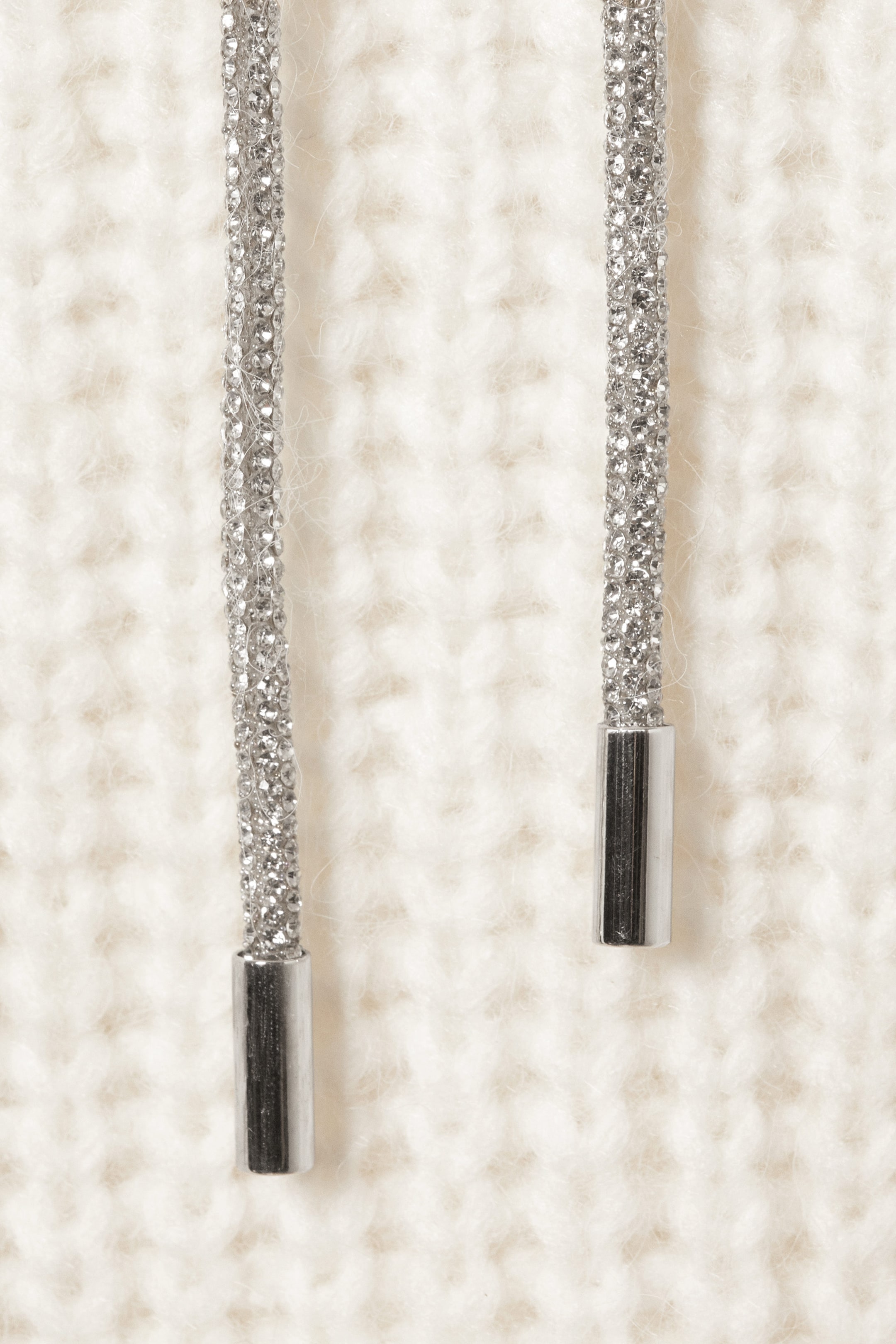 White - Knitted Drawstring Hoodie - 5