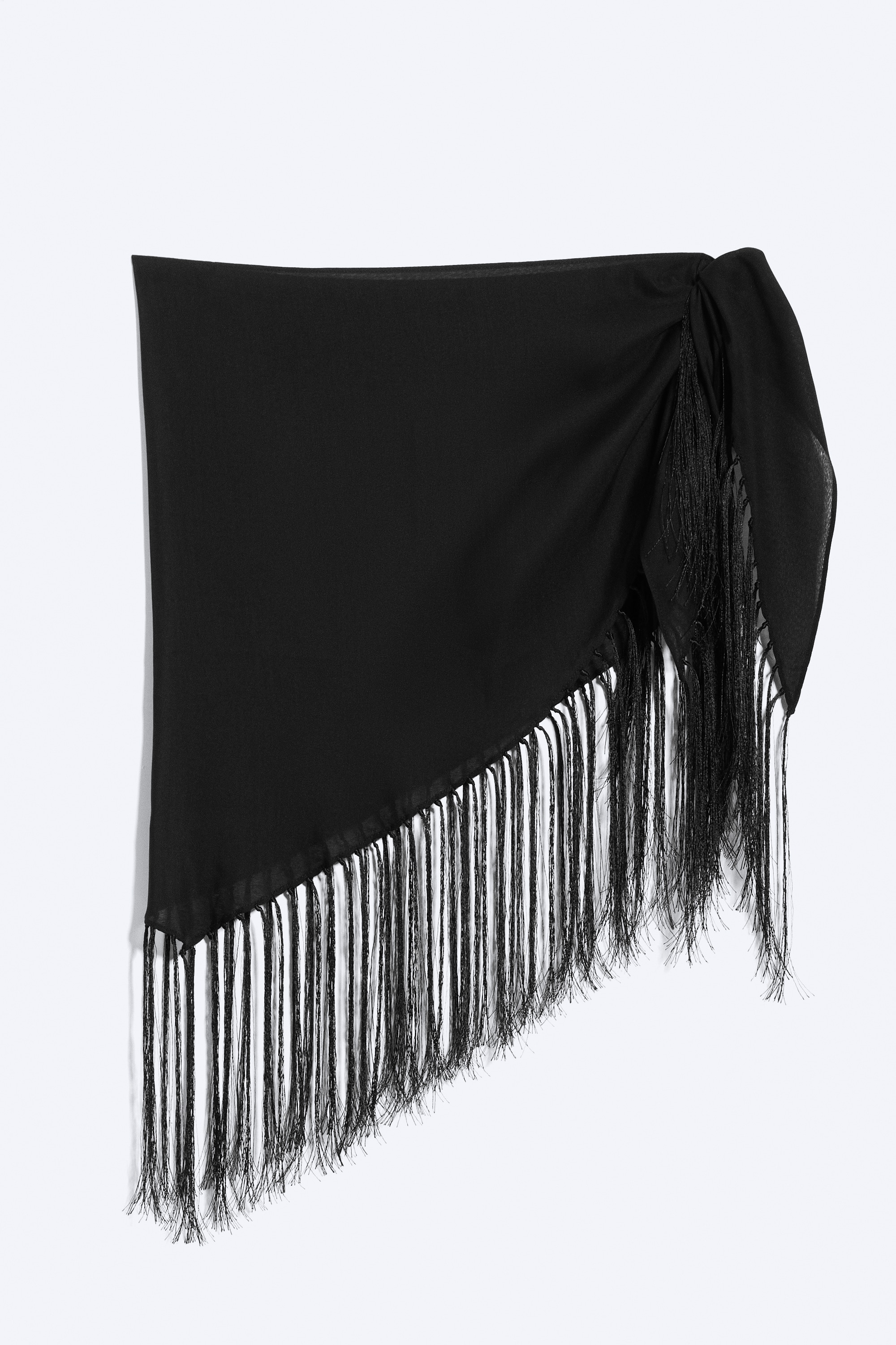 Foulard da vita con frange - Nero/Bianco