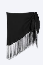 Svart - Midjescarf med fransar - 2