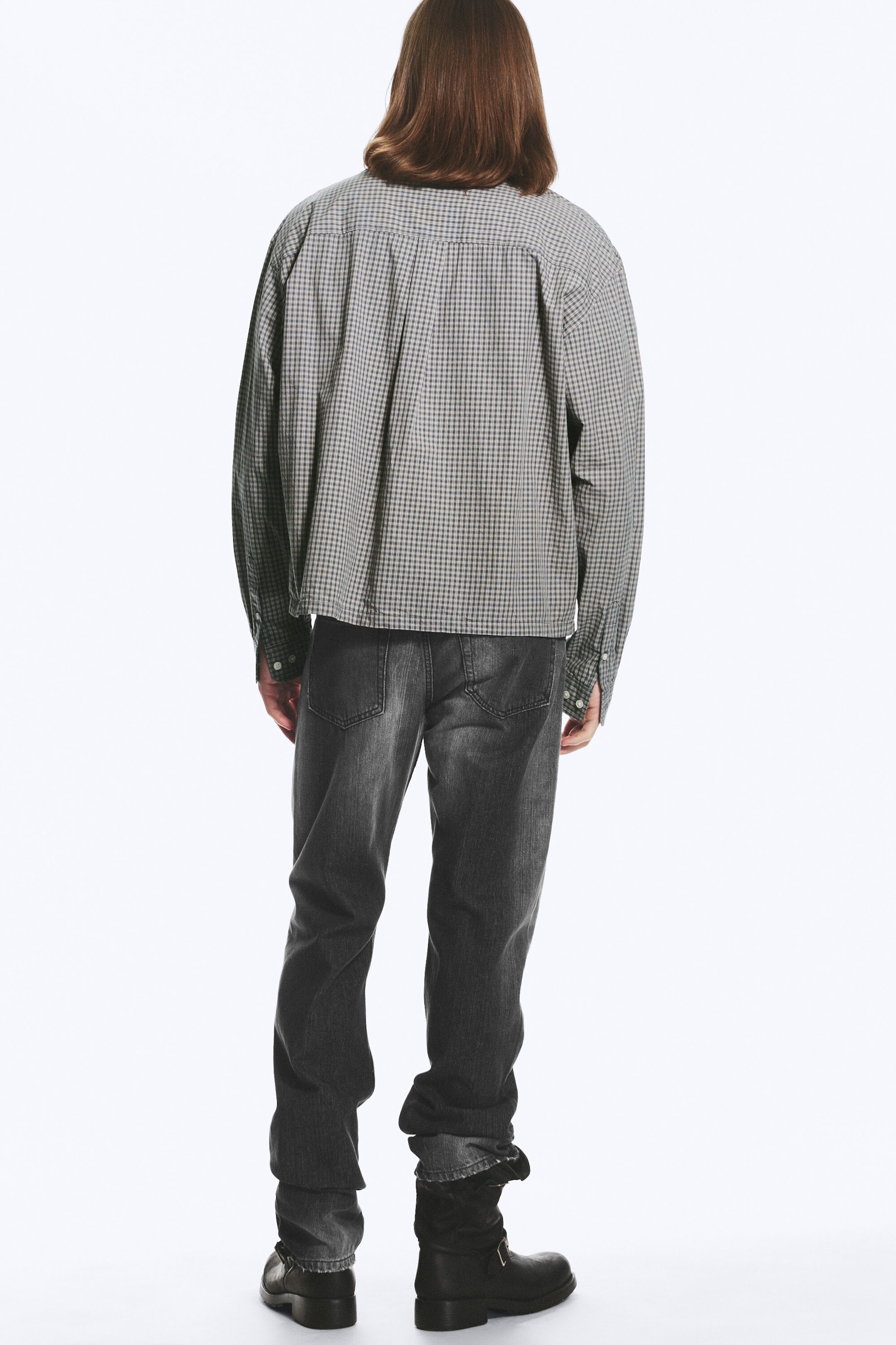 Checked Light Mole - Relaxed Boxy Poplin Shirt - 3