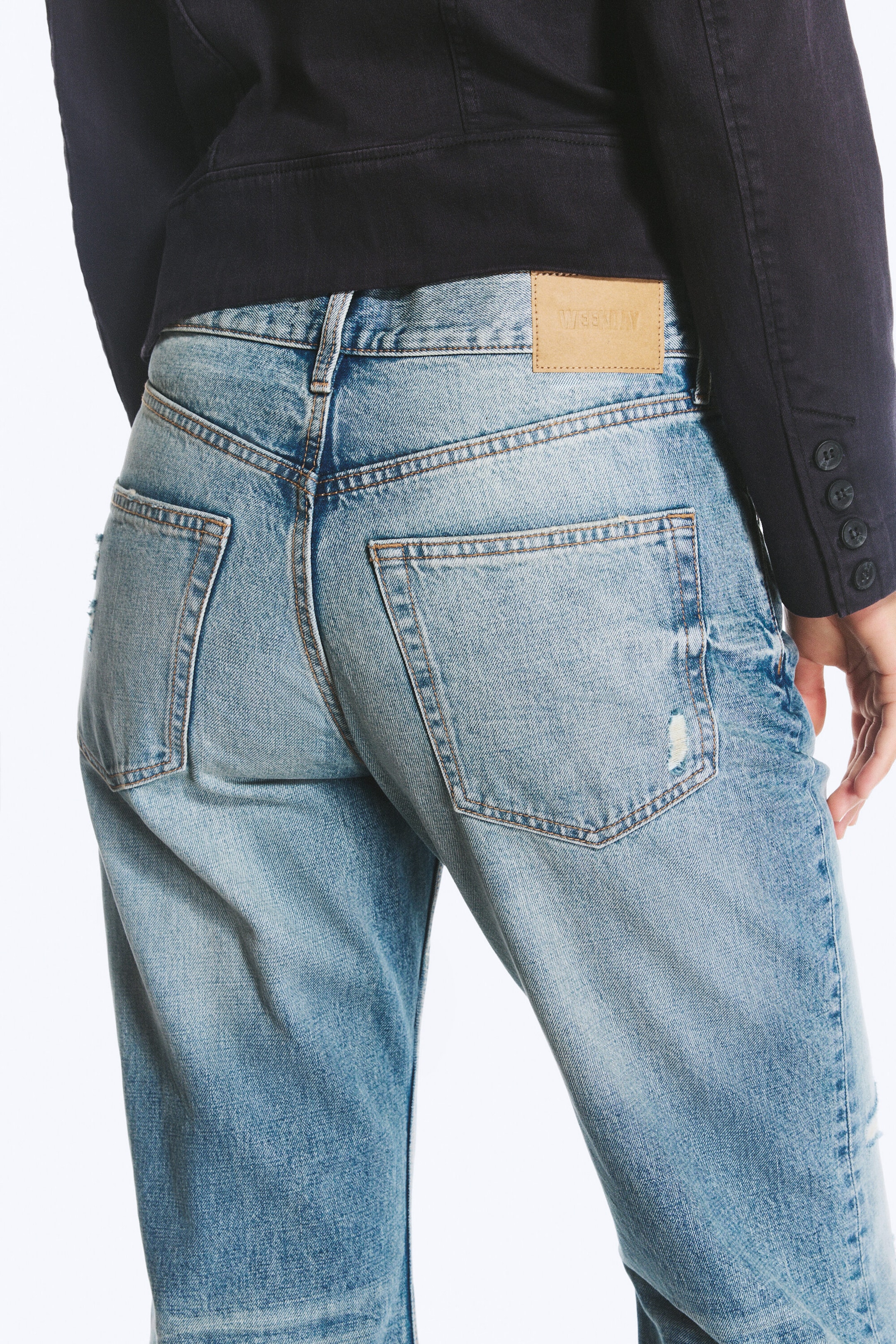 Sky Worn - Medium Blue - Helix Mid Rise Regular Flared Jeans - 4