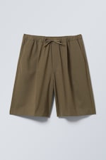 Vert kaki - Short en twill avec lien de serrage - 0