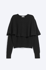 Svart - Slim genser med capedetalj - 0