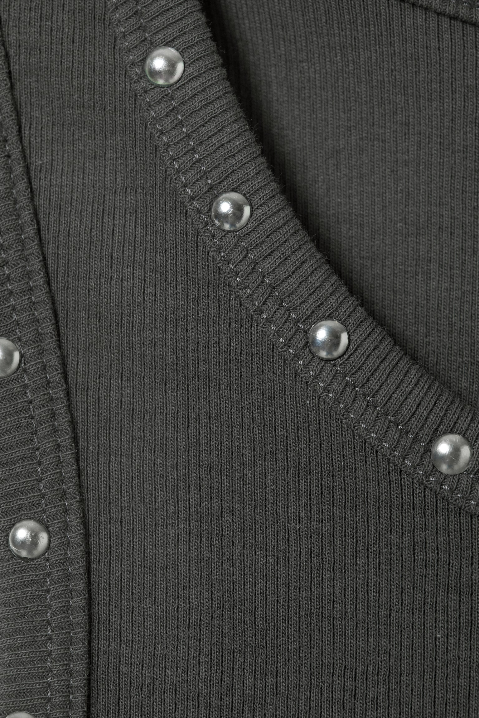 Stud Detailed Tank Top - Dark Grey - Studs - 4