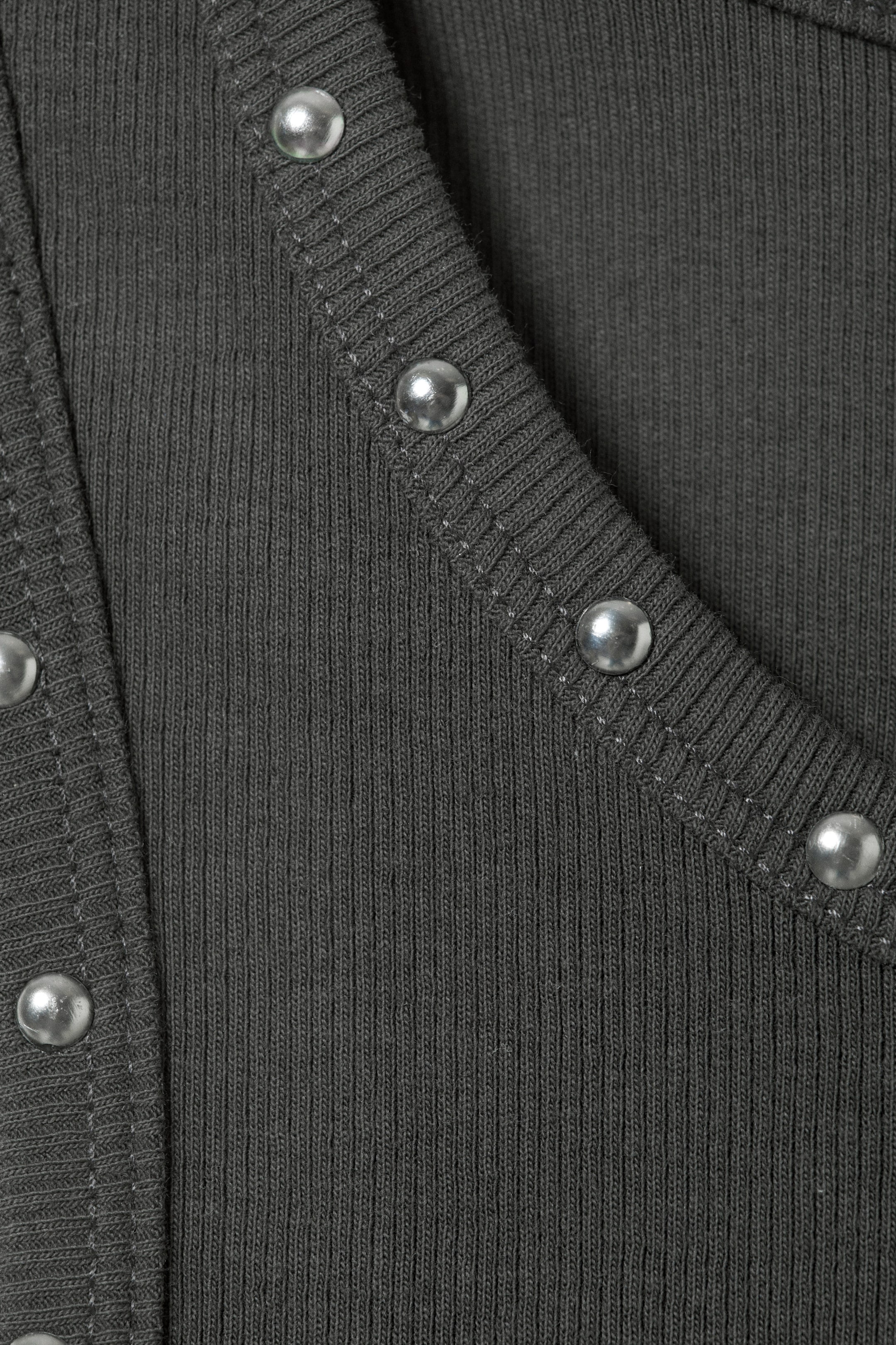 Dark Grey - Studs - Stud Detailed Tank Top - 2