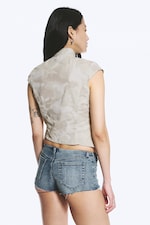 Light Mole - Camouflage - Structured Asymmetric Cotton Top - 2