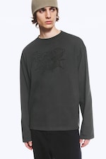 Dark Grey Print - Kastiges Langarmshirt mit Grafikprint - 1