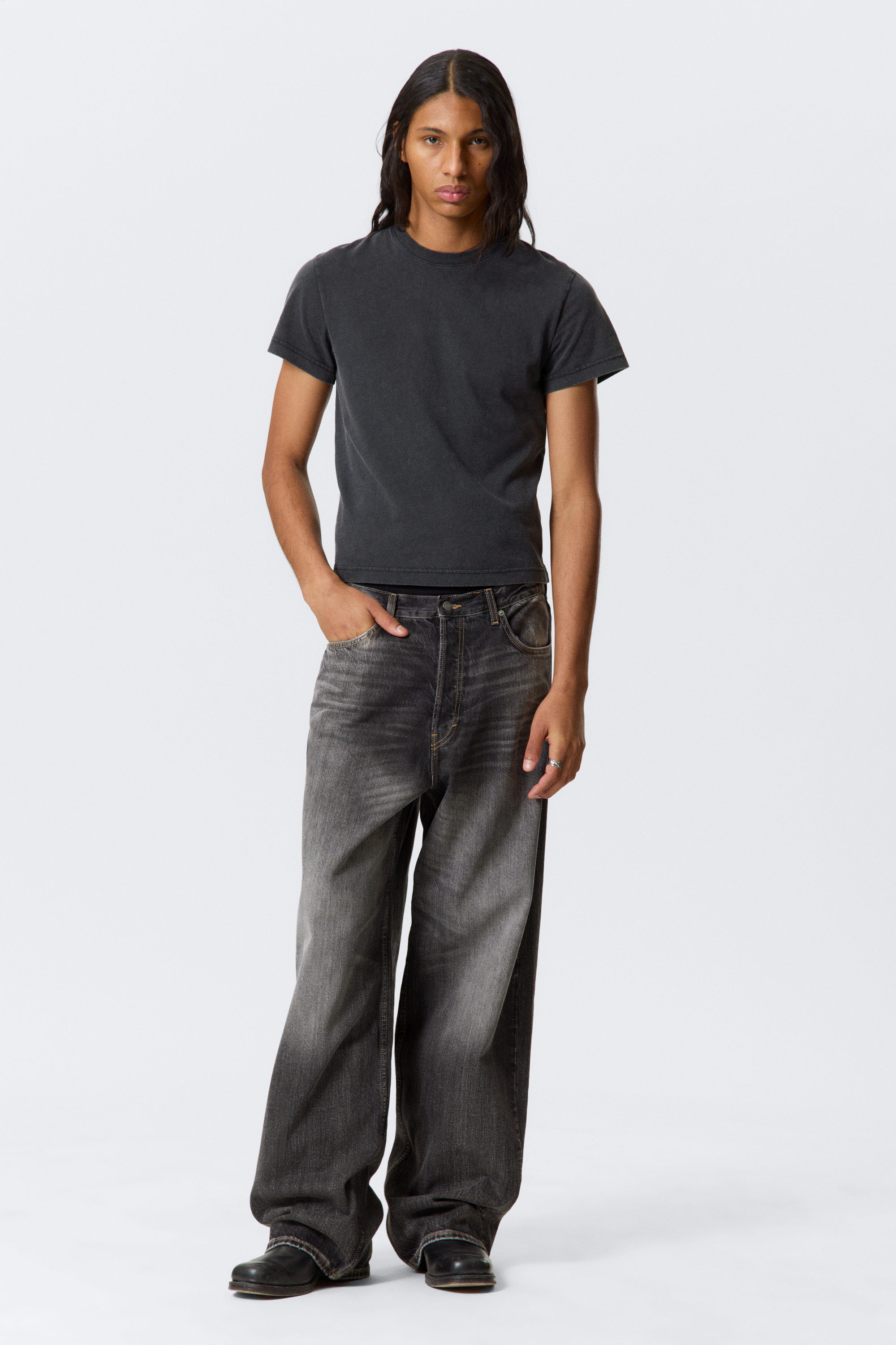 Dunkles Schwarz - Schwarz - Astro Loose Baggy Leg Jeans - 1