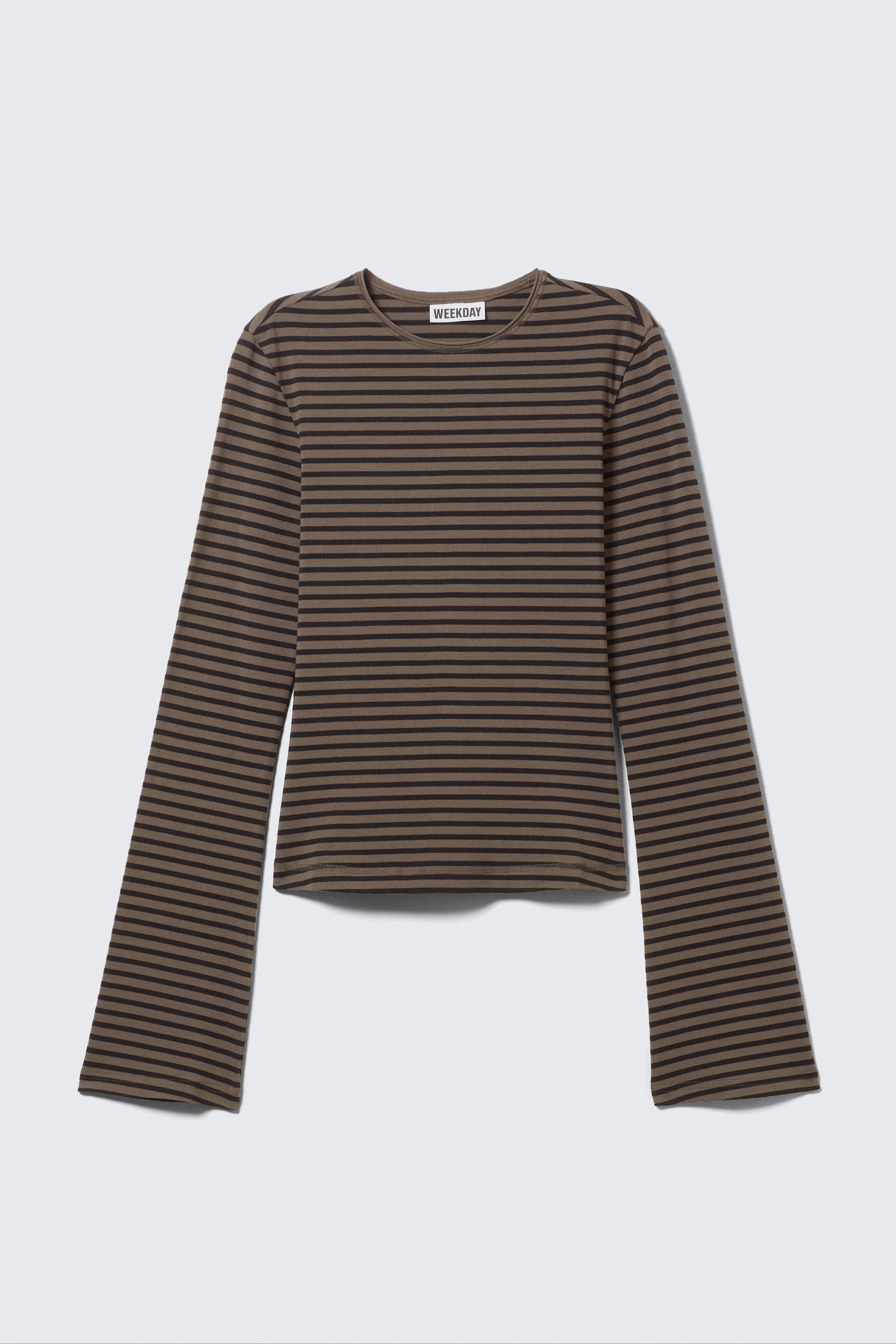 Dunkelbraun gestreift - Longsleeve aus Baumwolle - 1