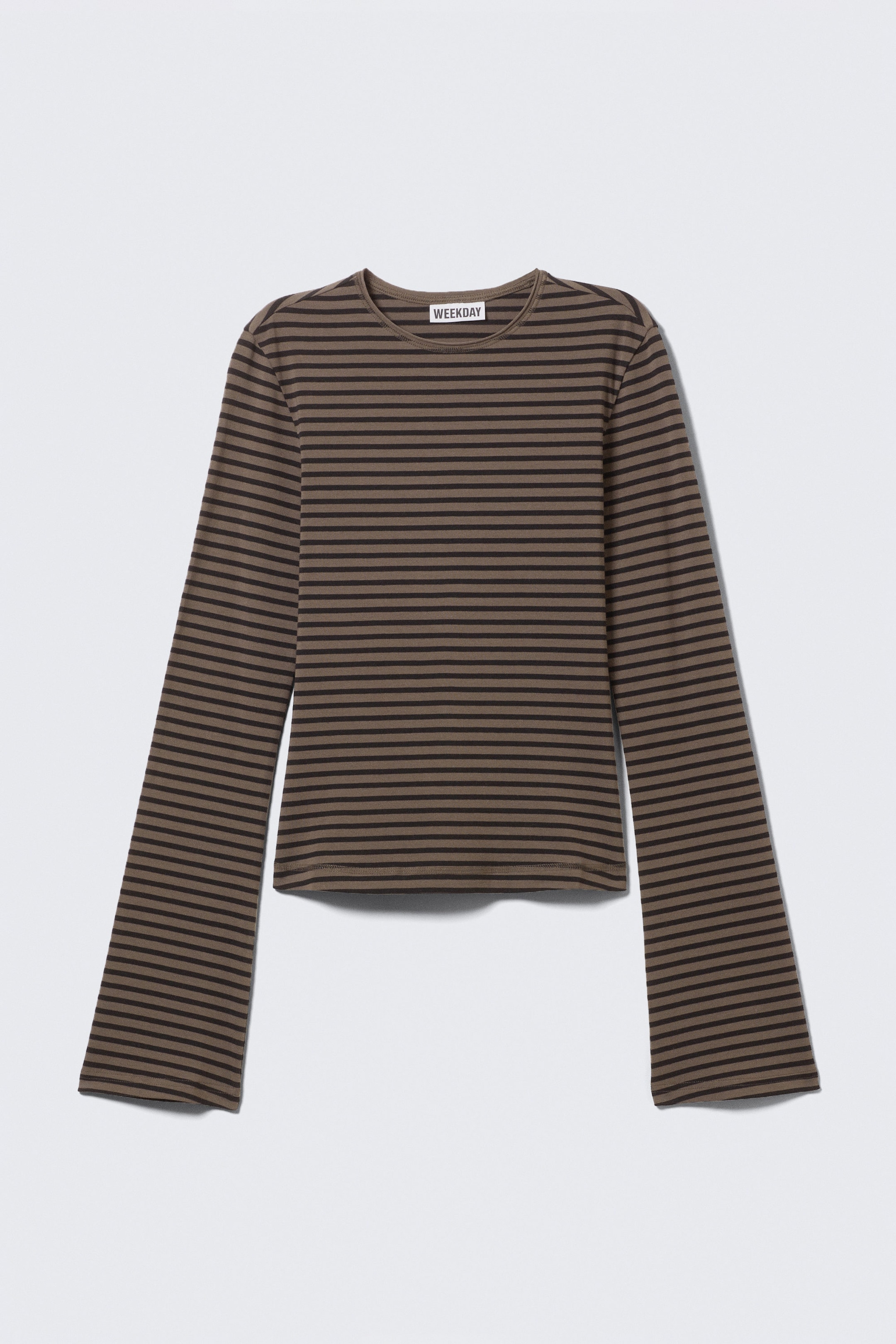 Striped Dark Brown - Long Sleeve Cotton Top - 1