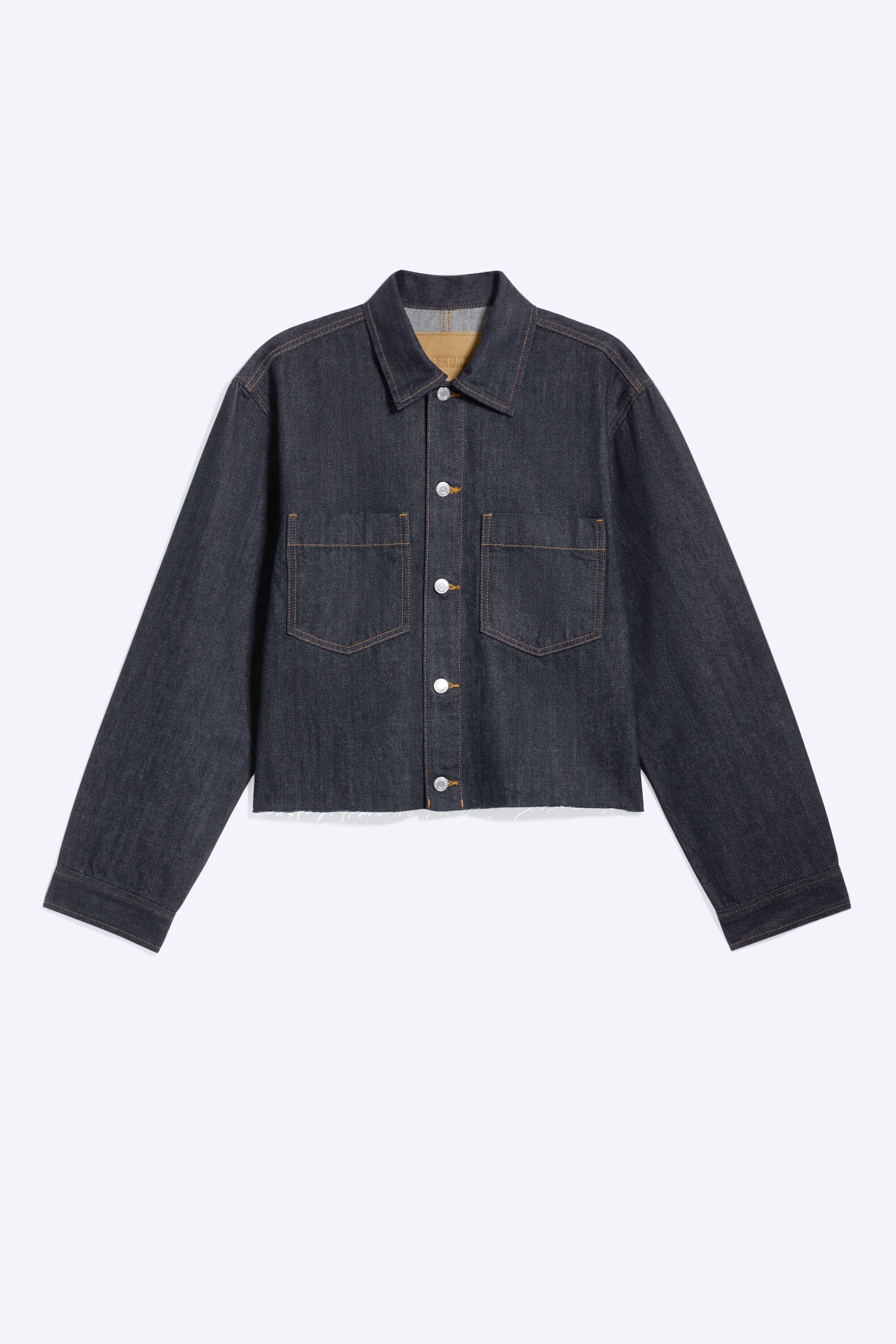 Blue Rinse/Dunkelblaues Denim - Cropped Denim-Shacket - 4