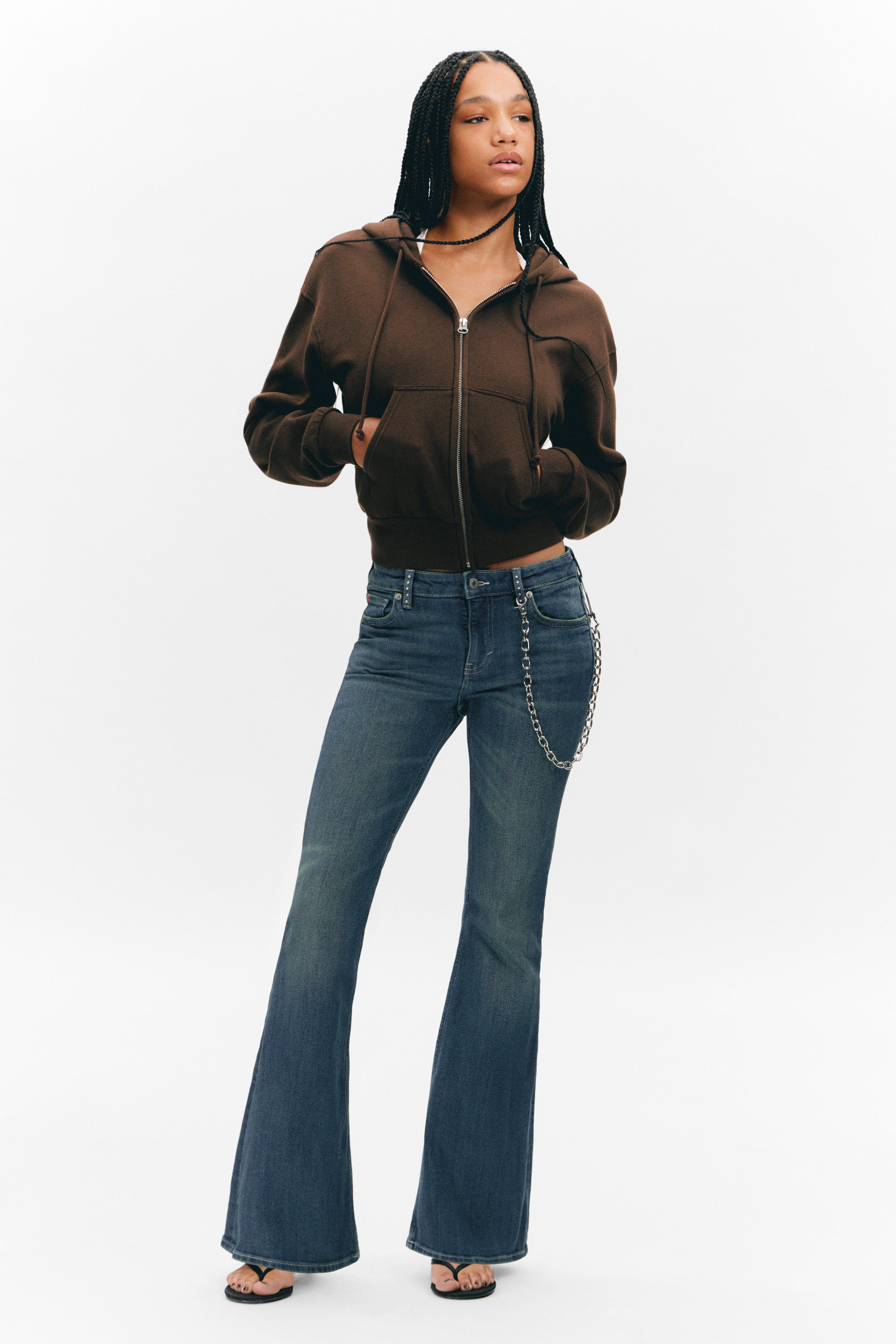 Dark Brown - Magic - Short Zip Hoodie - 2
